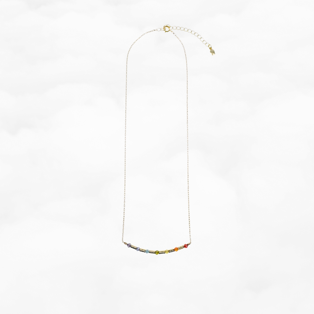 Rainbow Zirconia Necklace Gold - Yun Boutique