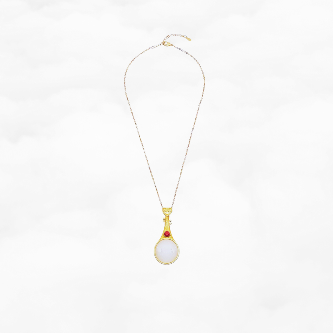 Gold Pipa White Jade Necklace - Yun Boutique