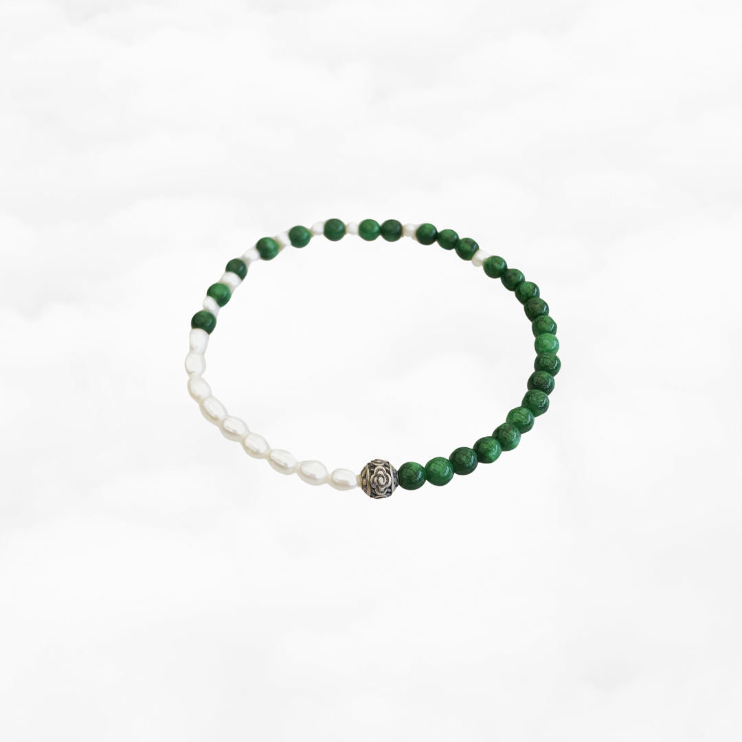 Transition Jadeite and Pearl Auspicious Clouds Bracelet - Yun Boutique