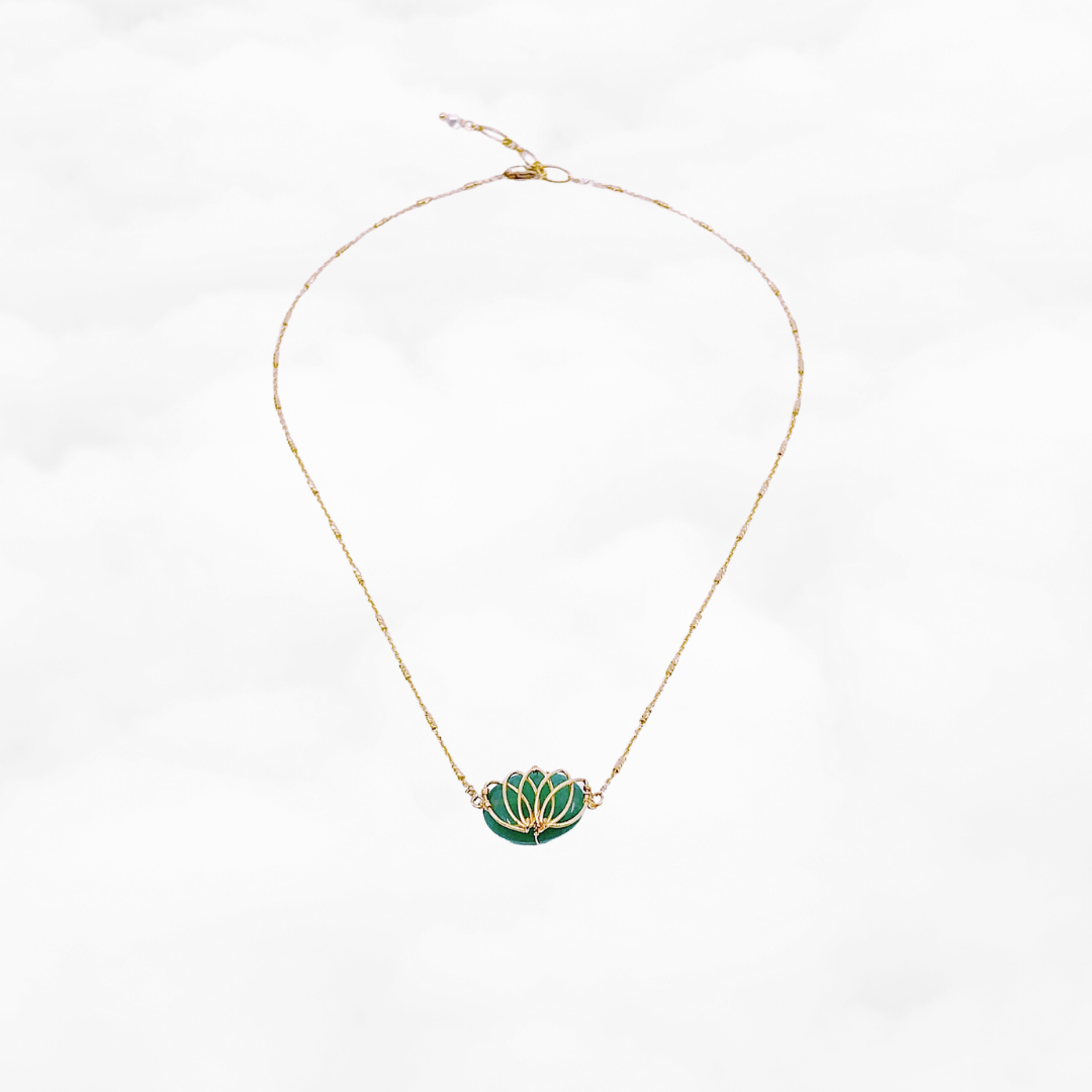 Serene Lotus Aventurine Necklace - Yun Boutique