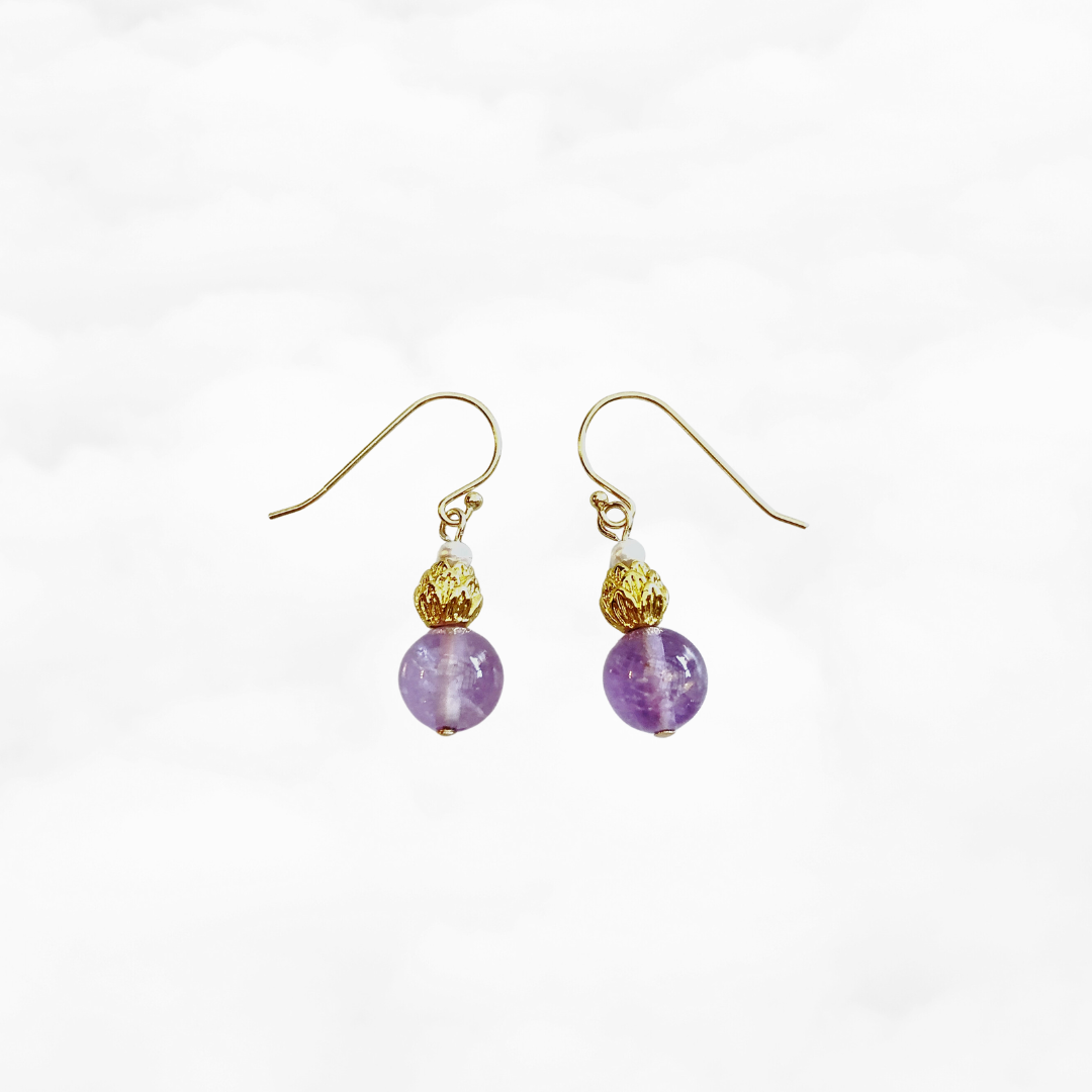 Amethyst Lotus Earrings - Yun Boutique