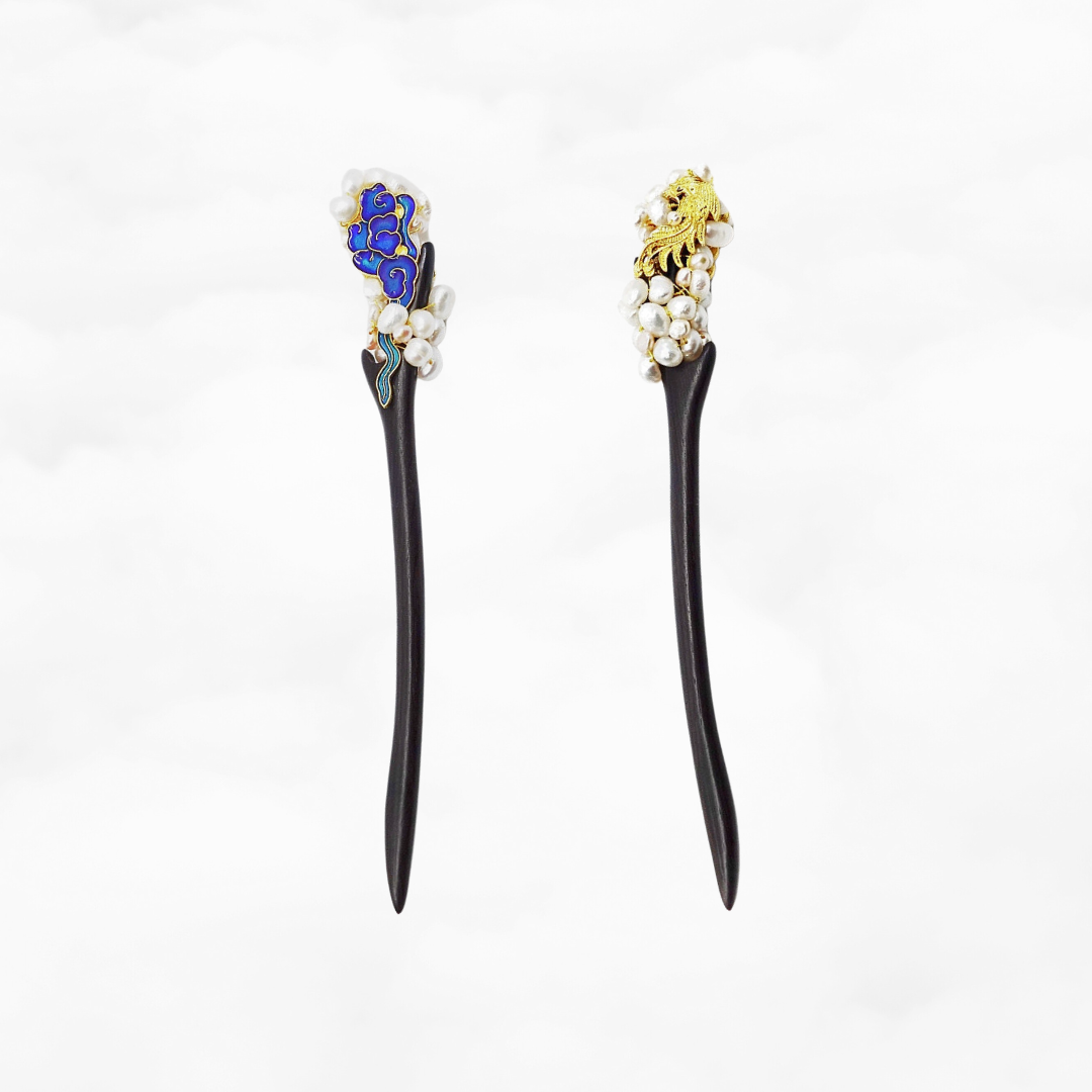 Auspicious Baroque Pearl Wood Hair Stick - Yun Boutique