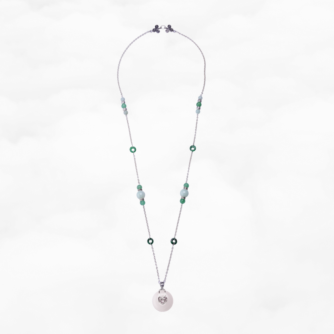 Auspicious Clouds Jade Necklace in Sterling Silver - Yun Boutique