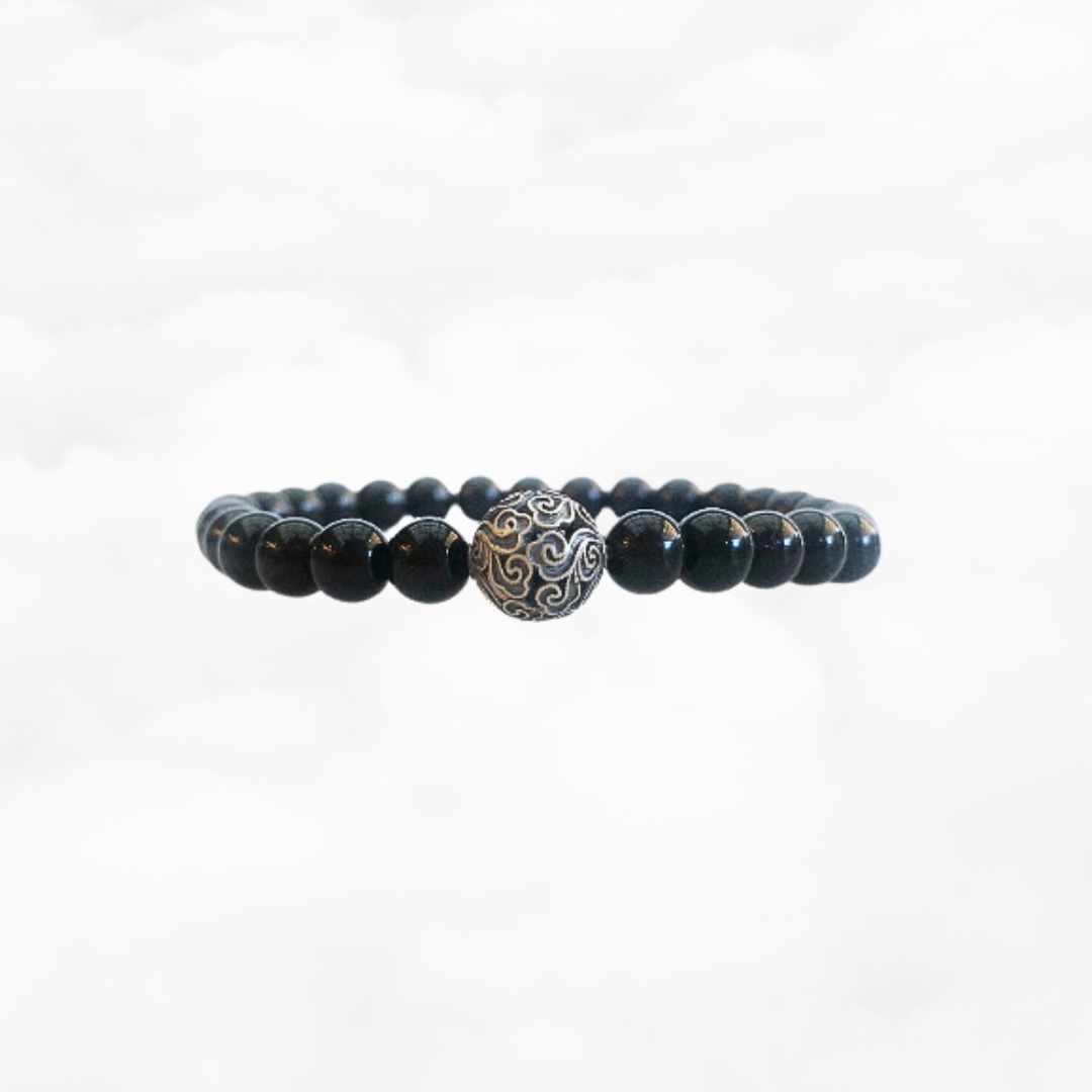 Auspicious Clouds Obsidian Bracelet in Sterling Silver - Yun Boutique