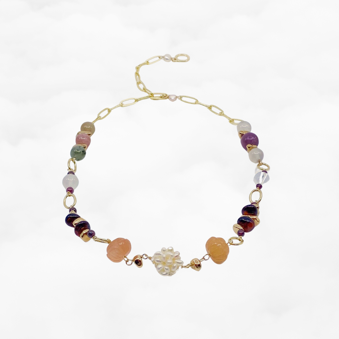 Autumn Gemstone and Pearl Necklace - Yun Boutique