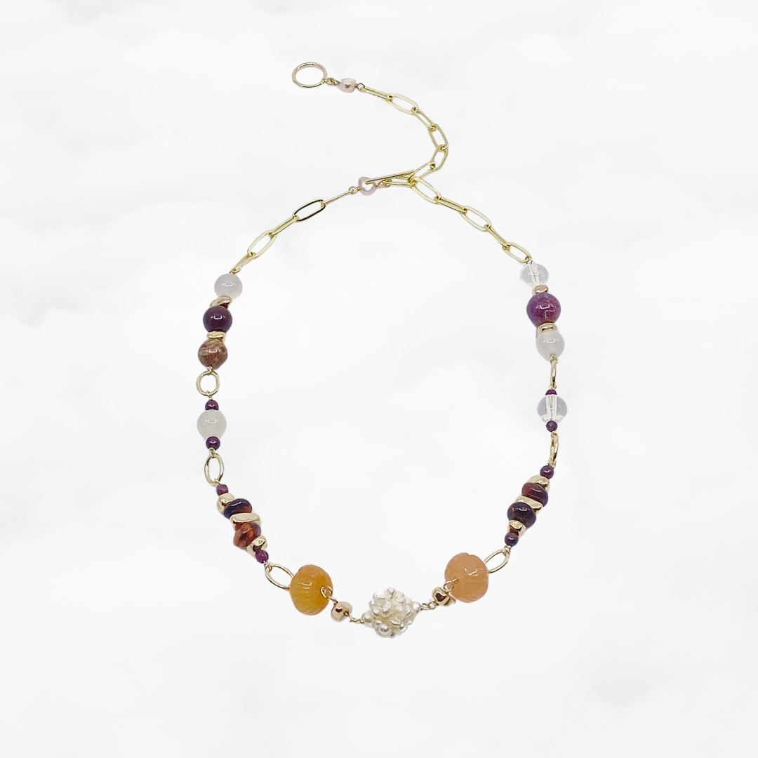 Autumn Gemstone and Pearl Necklace - Yun Boutique