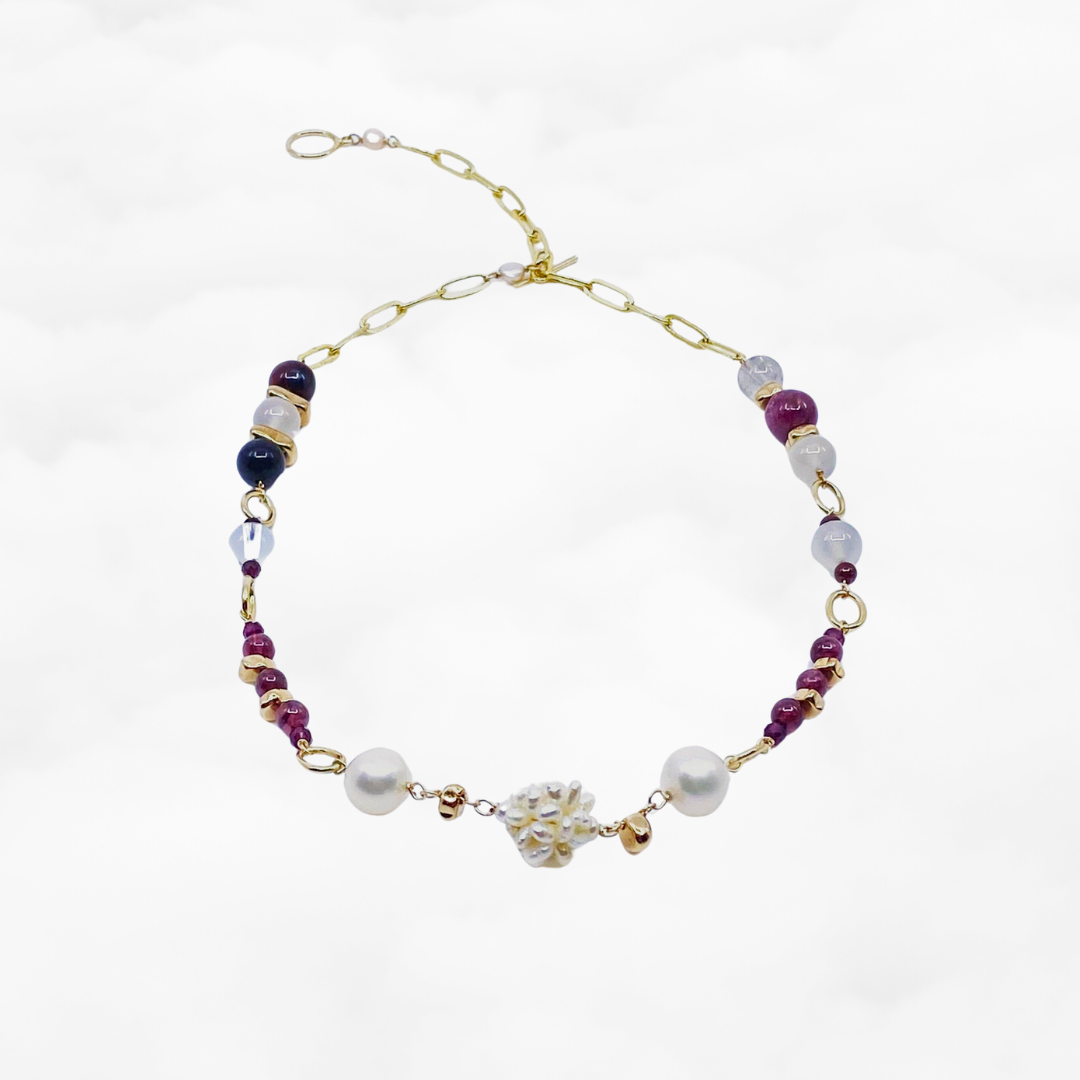 Autumn Gemstone and Pearl Necklace - Yun Boutique