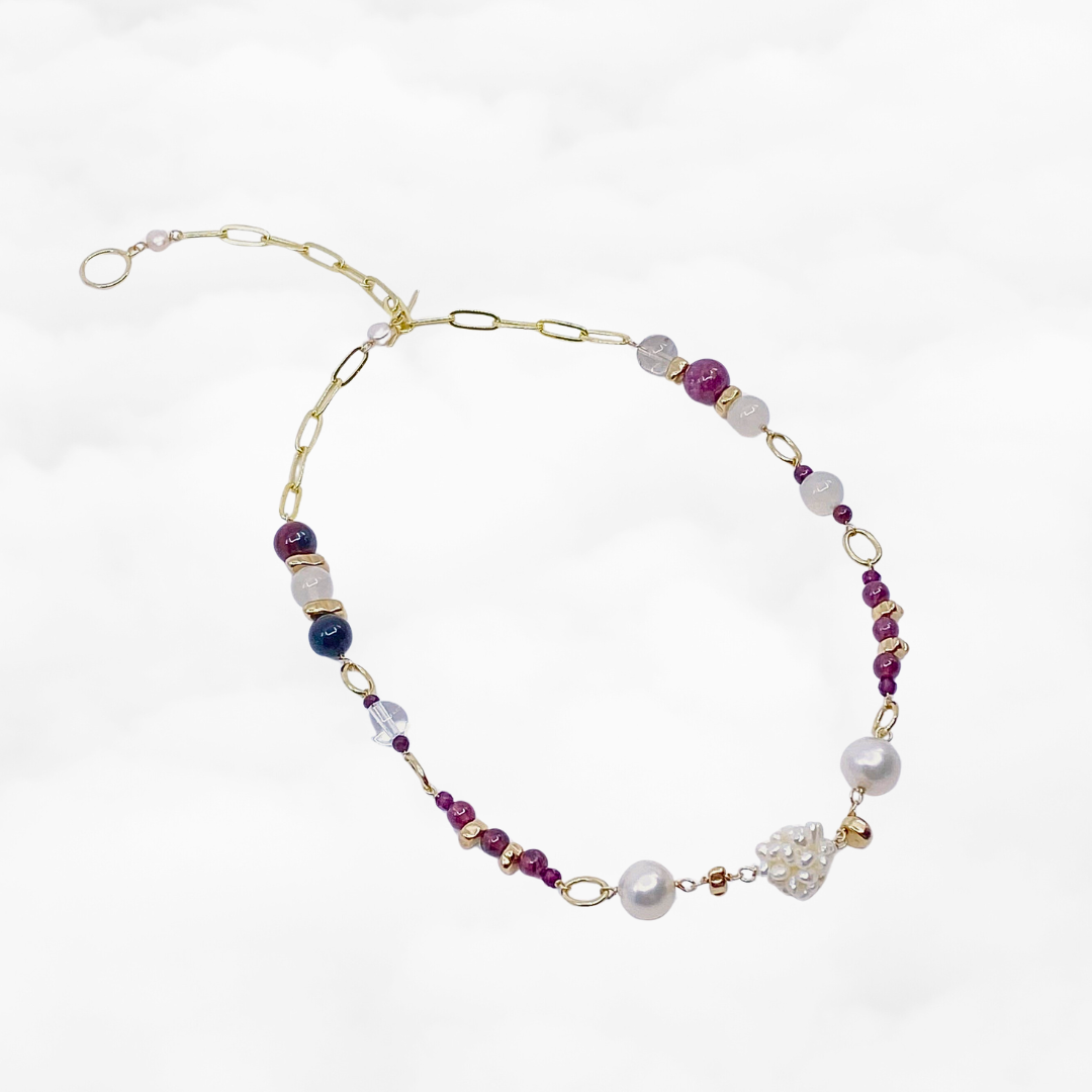 Autumn Gemstone and Pearl Necklace - Yun Boutique