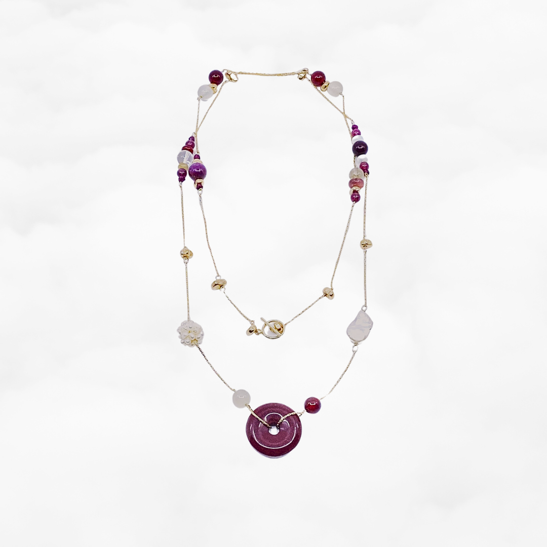 Autumn Long Gemstone Long Necklace - Yun Boutique