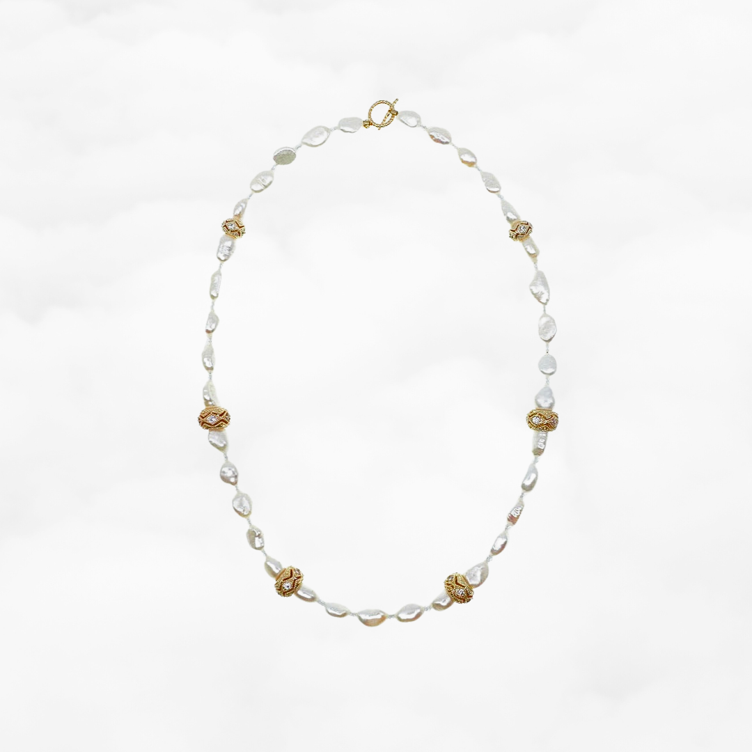 Baroque Pearl Necklace with Water Wave - Yun Boutique