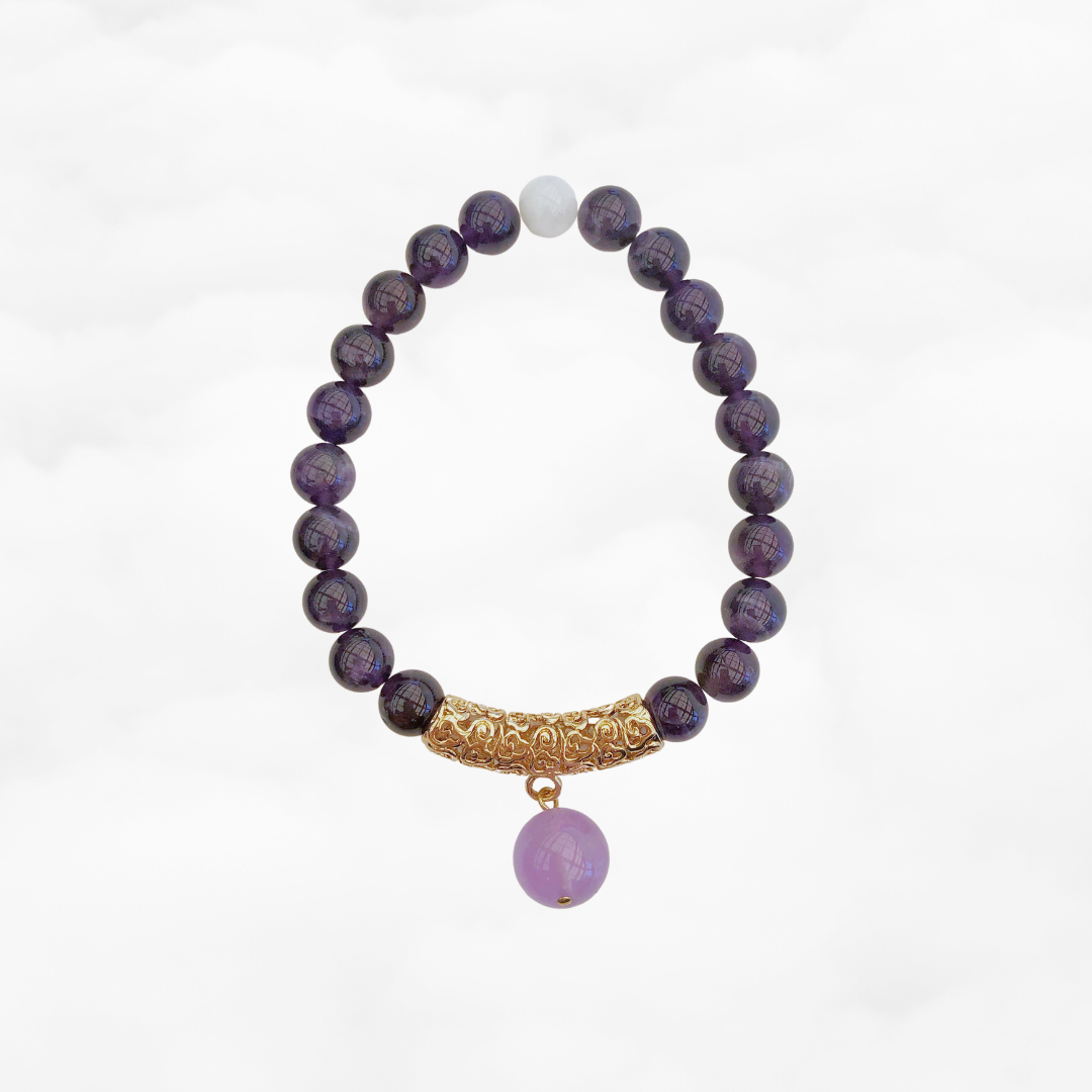 Beaded Amethyst Auspicious Clouds Bracelet - Yun Boutique