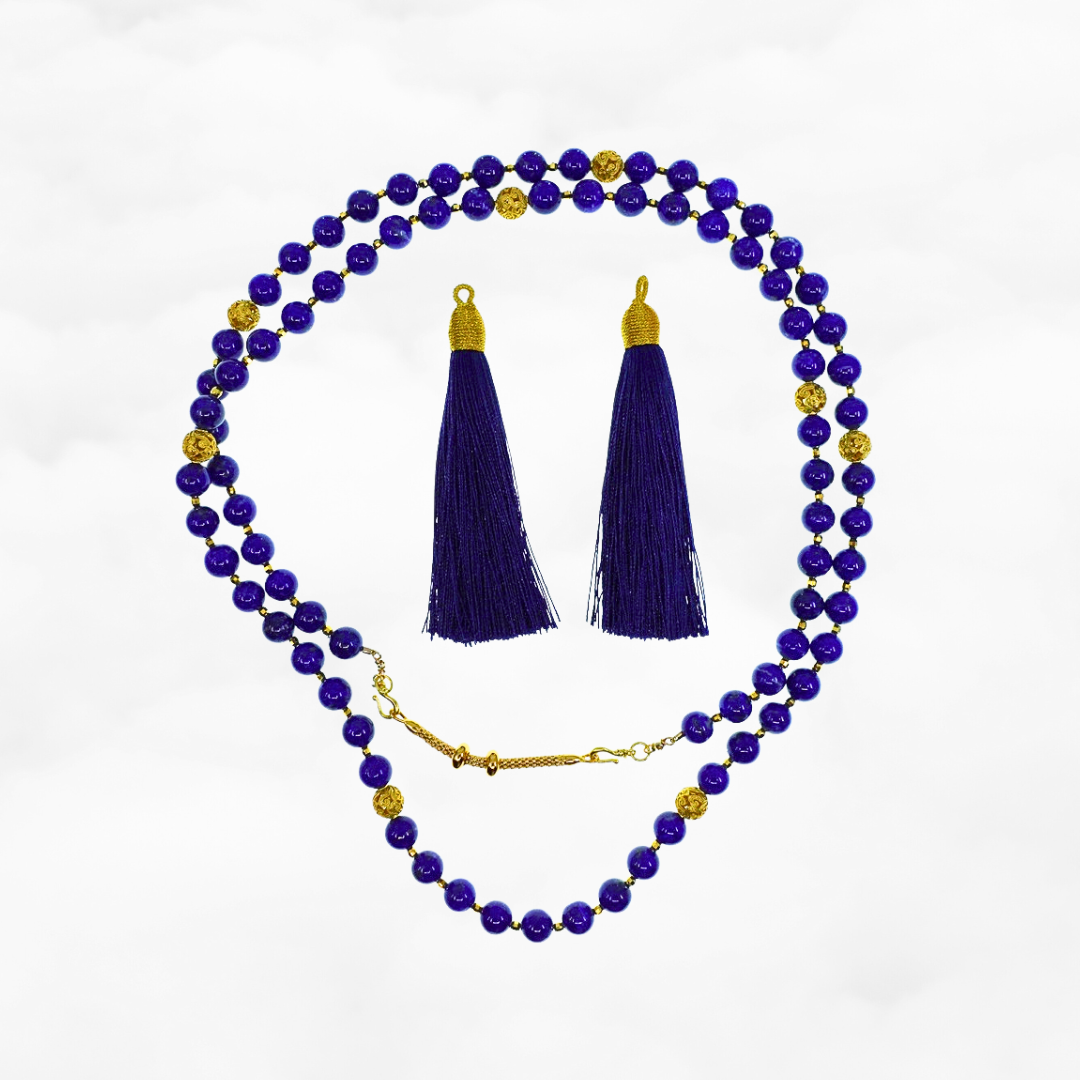 Return to Origin Multi-style Lapis Beaded Necklace with Tassels - Yun Boutique