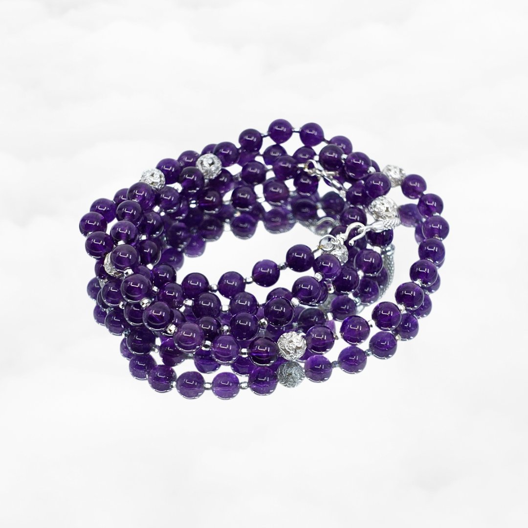 Return to Origin Beaded Amethyst Necklace and Earrings Set - Yun Boutique