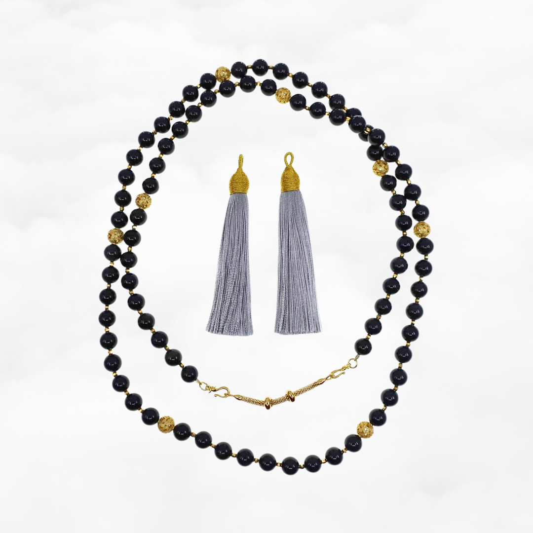 Return to Origin Multi-style Obsidian Beaded Necklace with Tassels - Yun Boutique