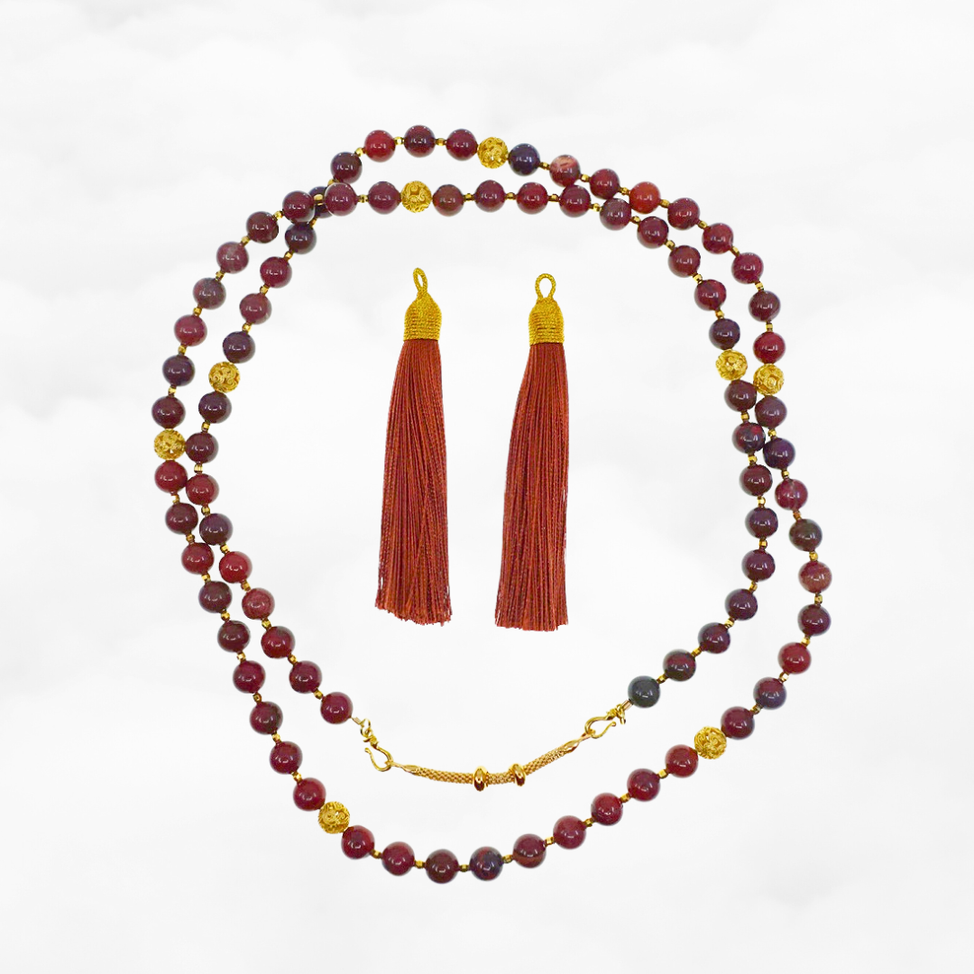 Return to Origin Multi-style Brown Red Agate Beaded Necklace with Tassels - Yun Boutique