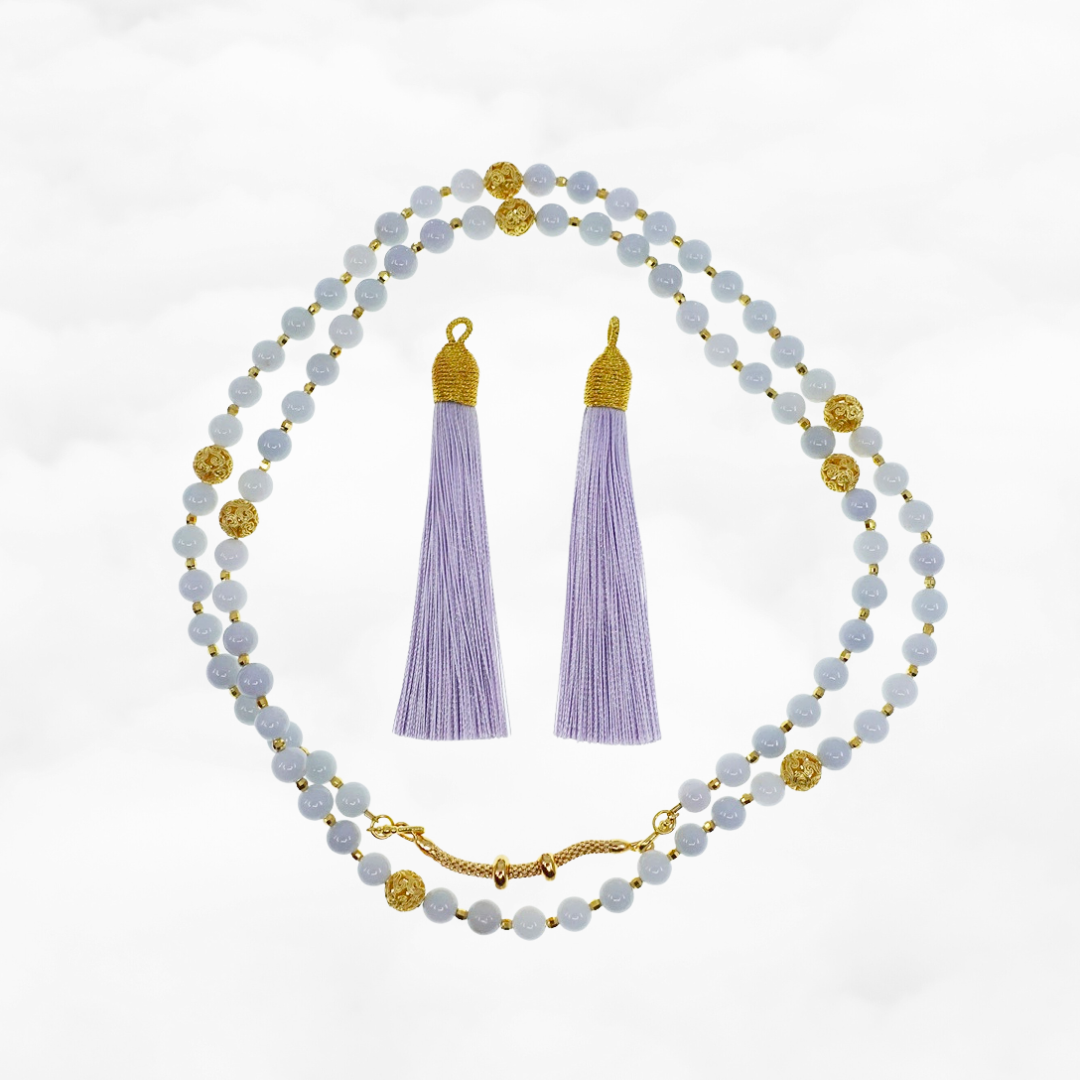 Return to Origin Multi-style Purple Jadeite Beaded Necklace with Tassels - Yun Boutique