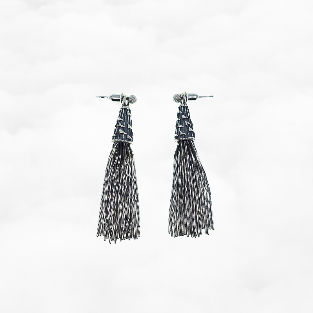 Sterling Silver Tassel Stud Earrings - Yun Boutique