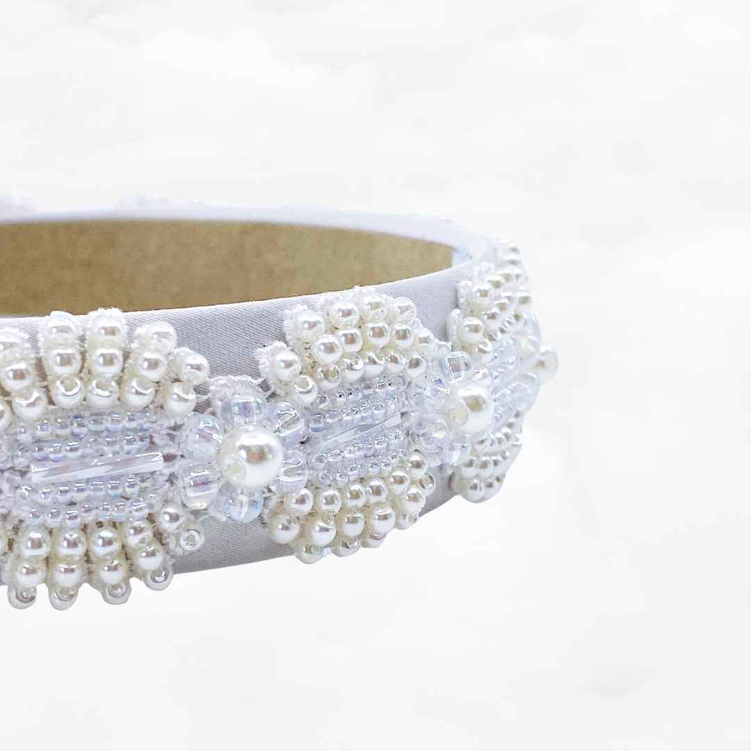 Beaded Embroidered Bridal Headband - Yun Boutique