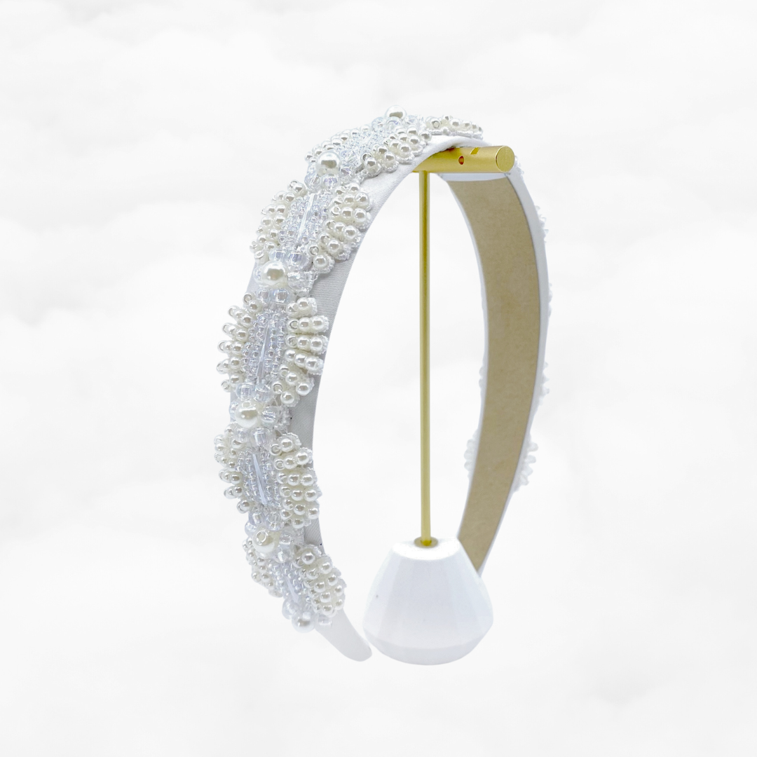 Beaded Embroidered Bridal Headband - Yun Boutique