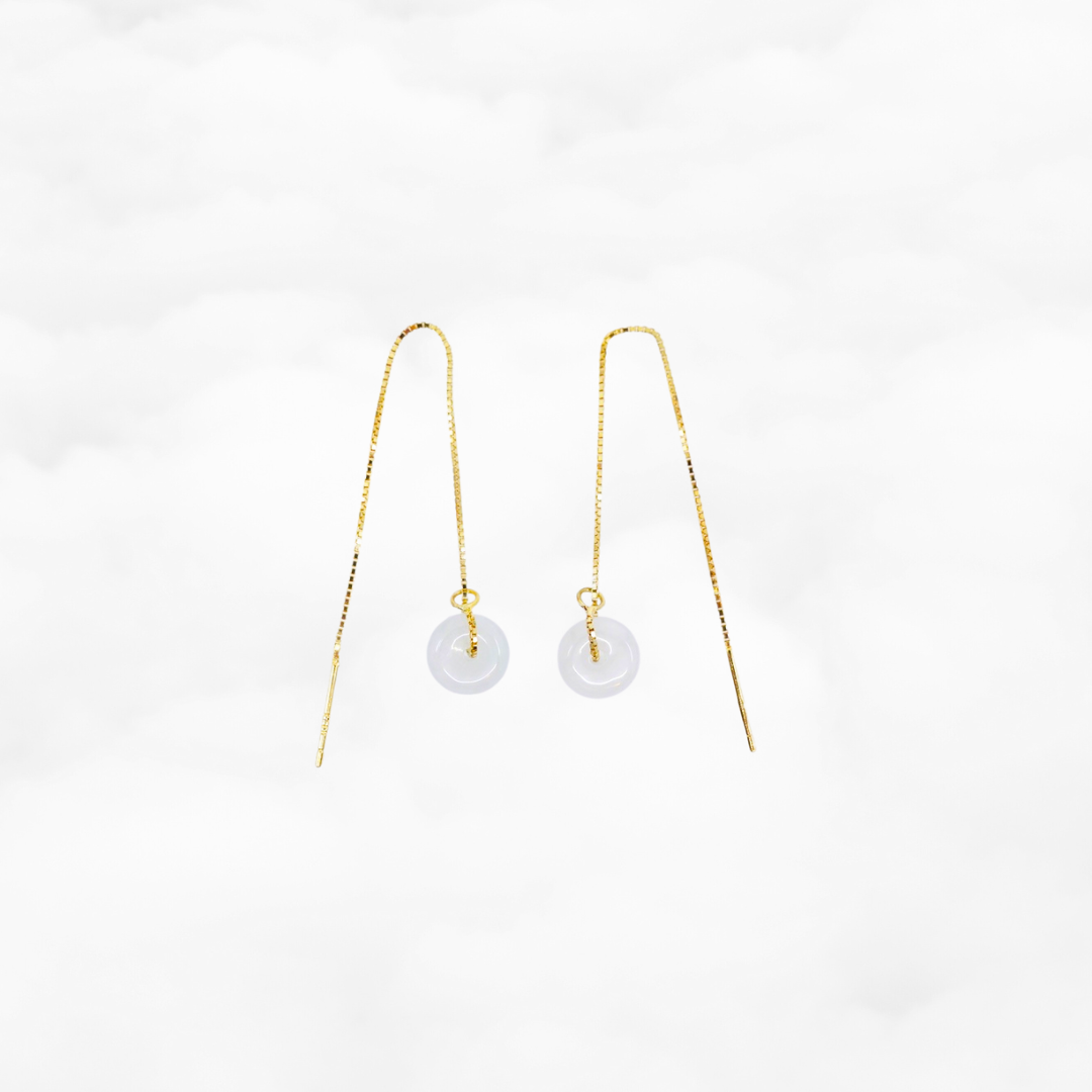 White Jadeite Gold Thread Earrings - Yun Boutique