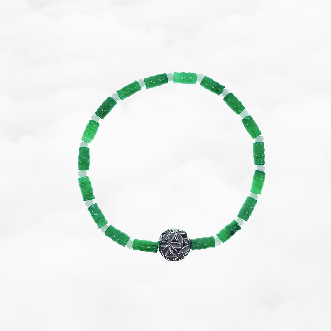 Bamboo Theme Beaded Jadeite Bracelet - Yun Boutique