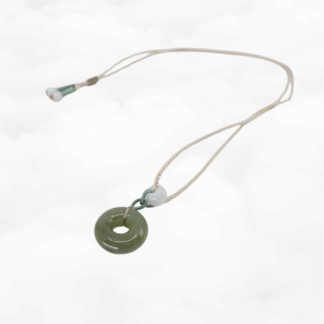 Green Jadeite Donut Pendant Necklace - Yun Boutique