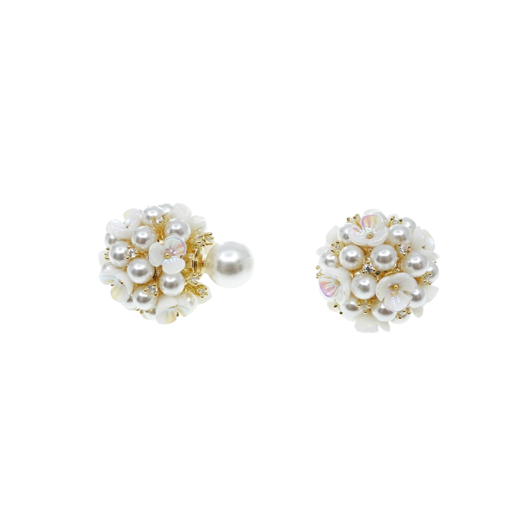 Flower Bouquet Pearl Stud Earrings