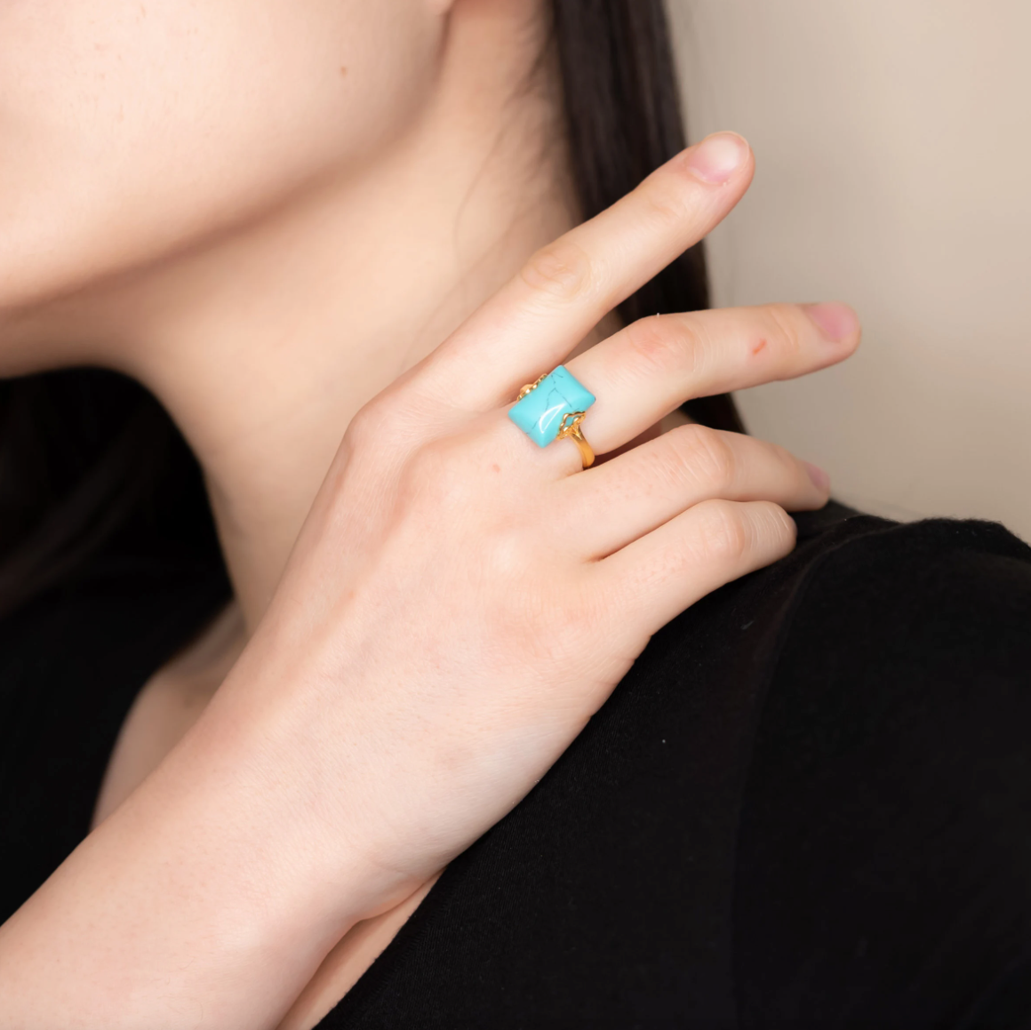 Auspicious Turquoise Ring - Yun Boutique