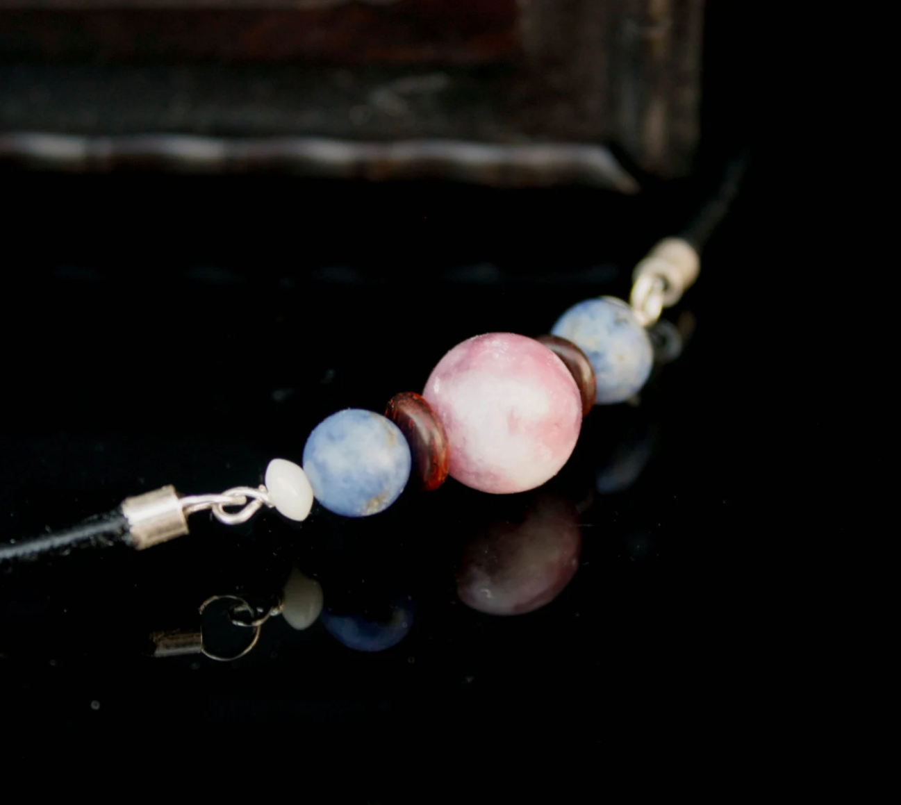 Leather Necklace with Floating Gemstone