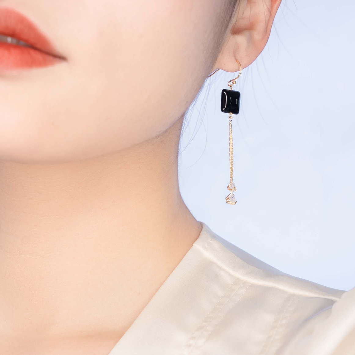 Starlight Square Obsidian Earrings - Yun Boutique