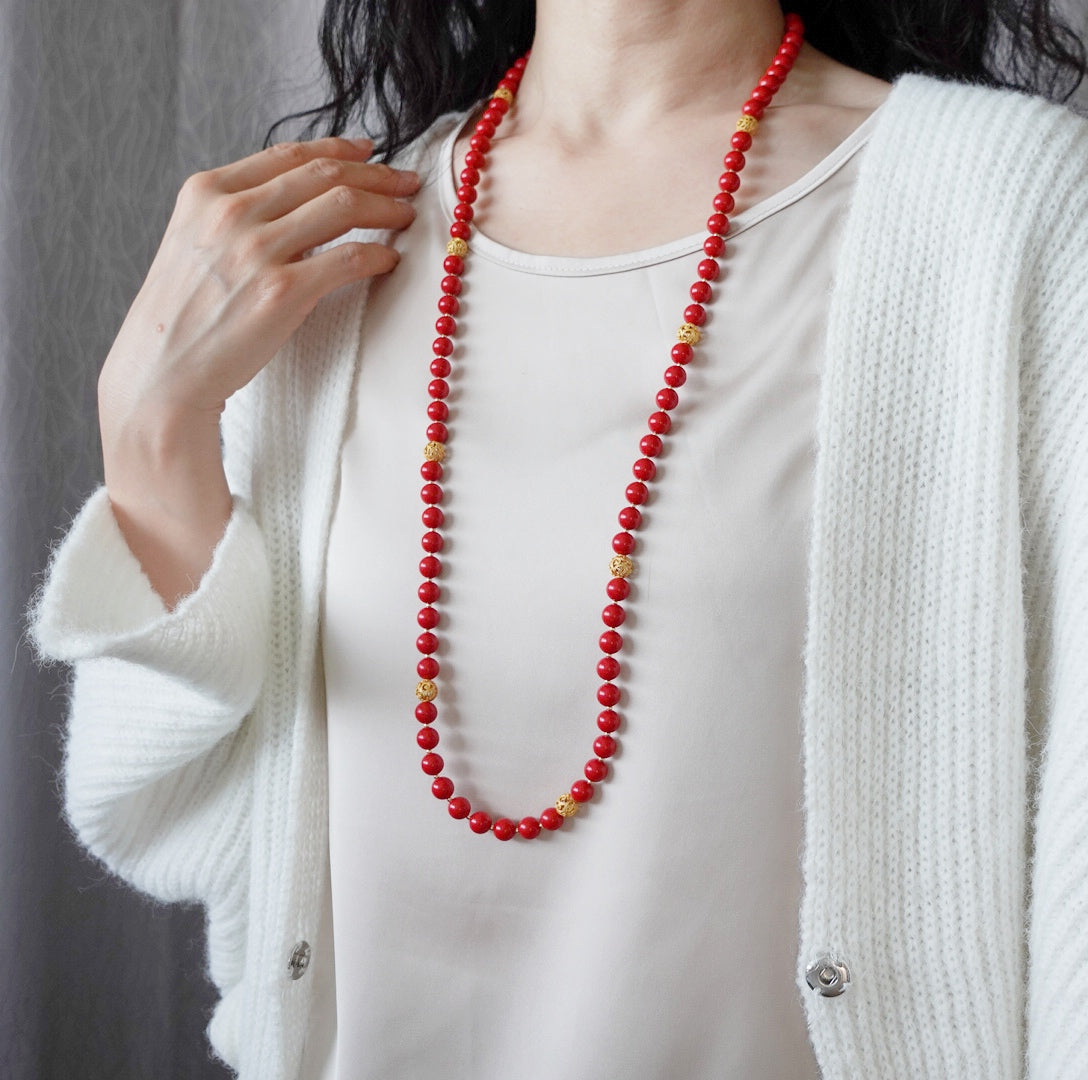 Return to Origin Multi-style Cinnabar Beaded Necklace Modeling - Yun Boutique