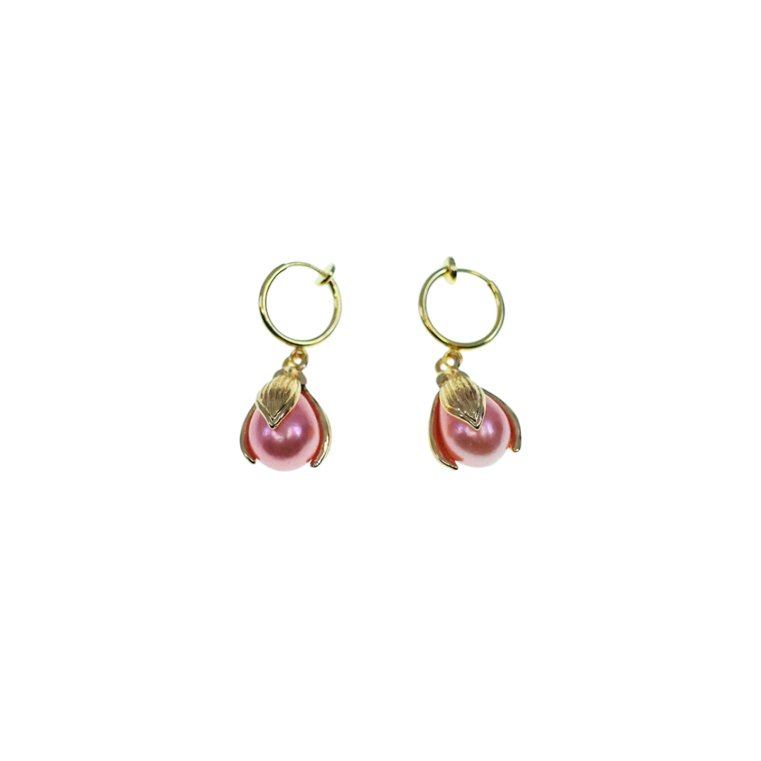 Pink Flower Petal Earrings