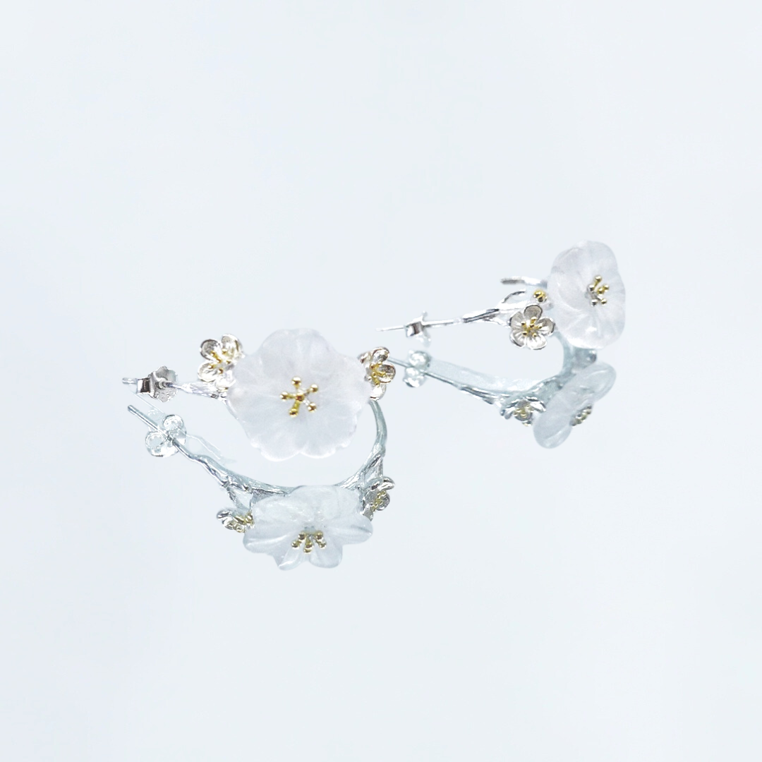 Crystal Plum Blossom Studs - Yun Boutique