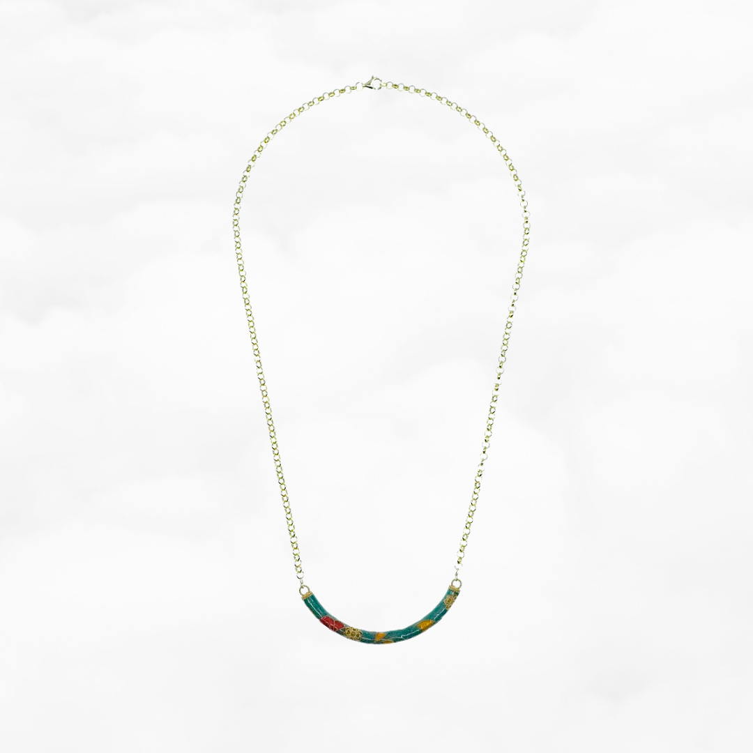 Enamel Curve Tube Necklace Gold - Yun Boutique