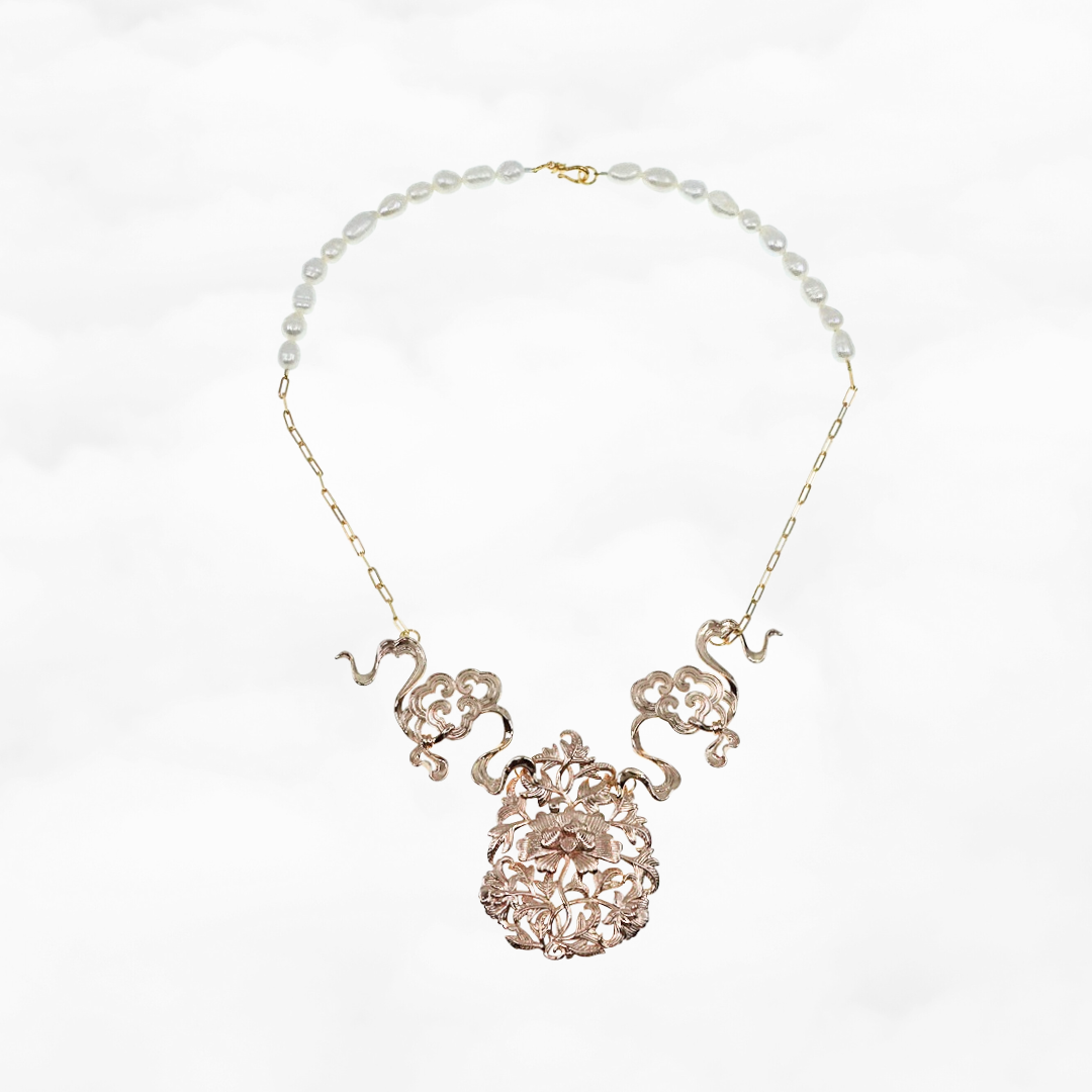 Auspicious Clouds and Peony Statement Necklace - Yun Boutique