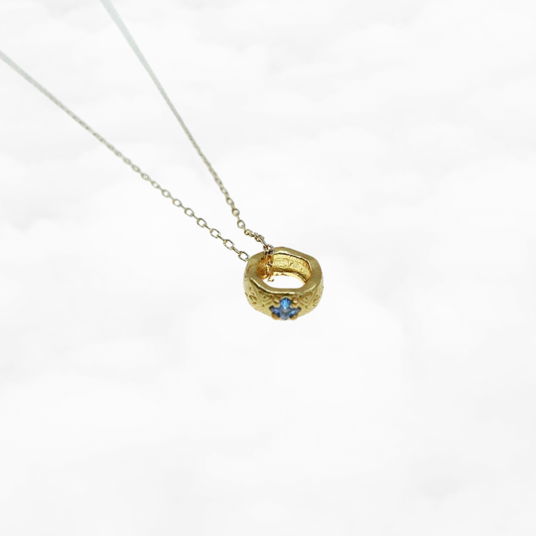 Antique Style Aquamarine Ring Necklace - Yun Boutique