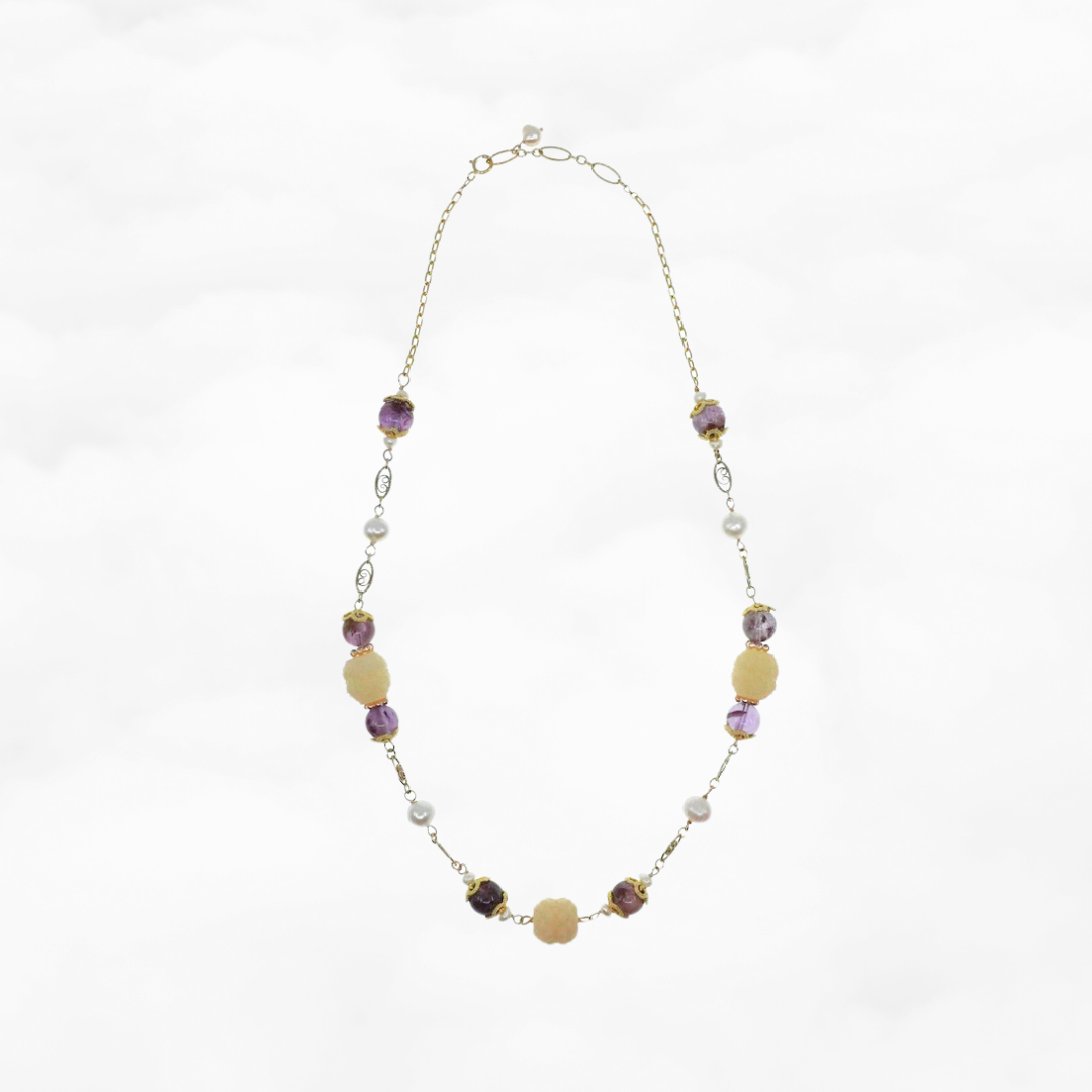 Winter Theme Amethyst Floral Necklace - Yun Boutique