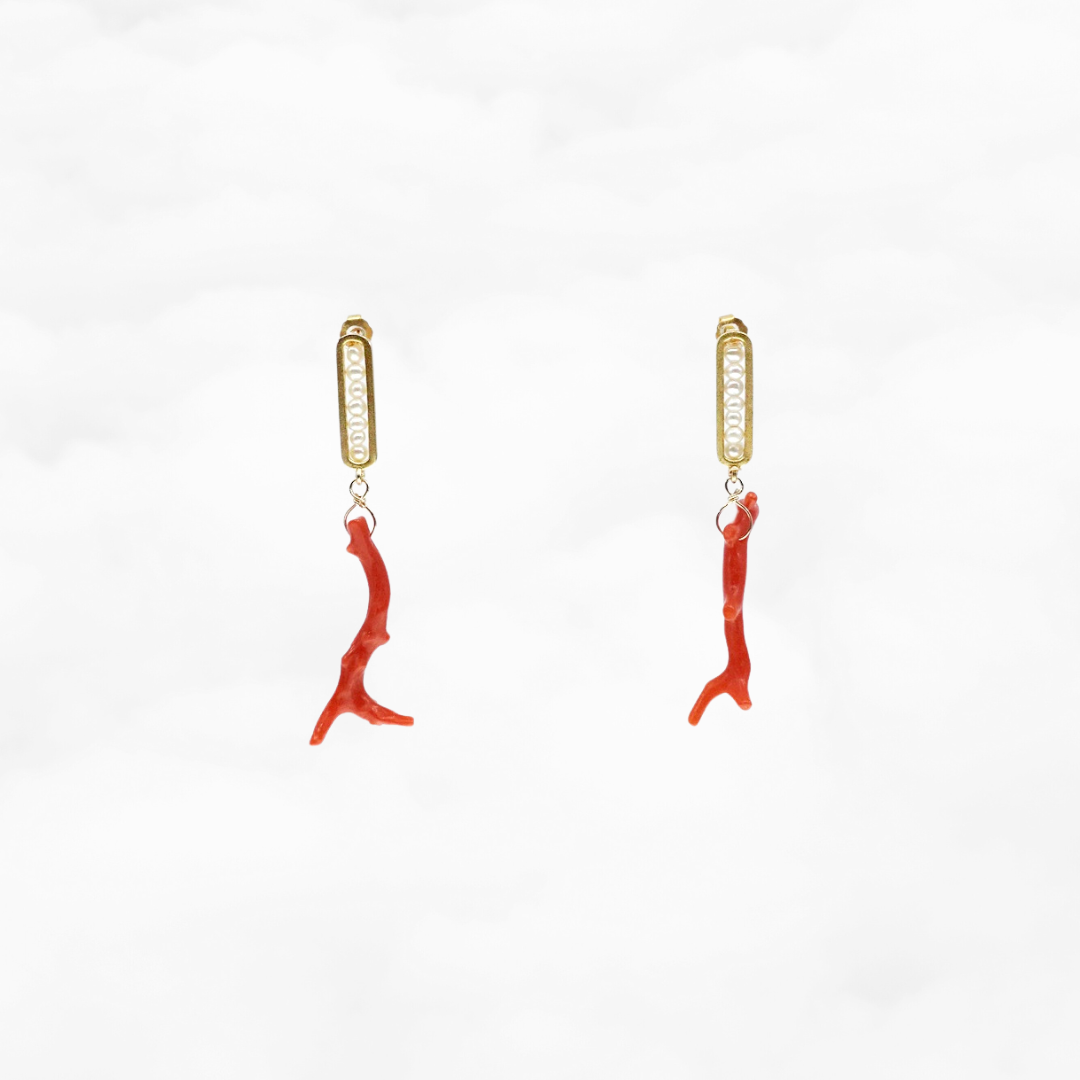 Red Coral Branch Studs - Yun Boutique