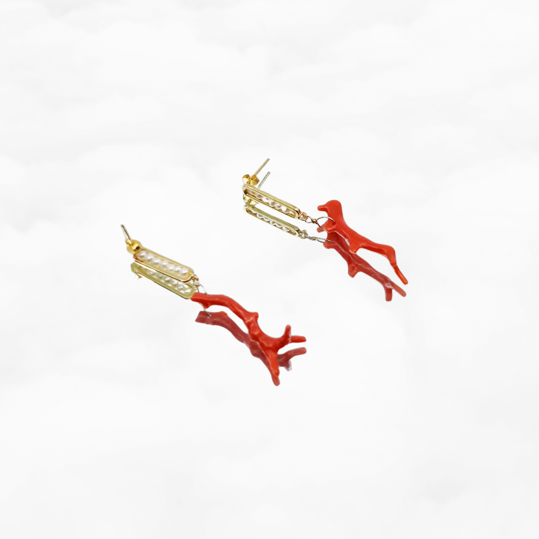 Red Coral Branch Studs - Yun Boutique