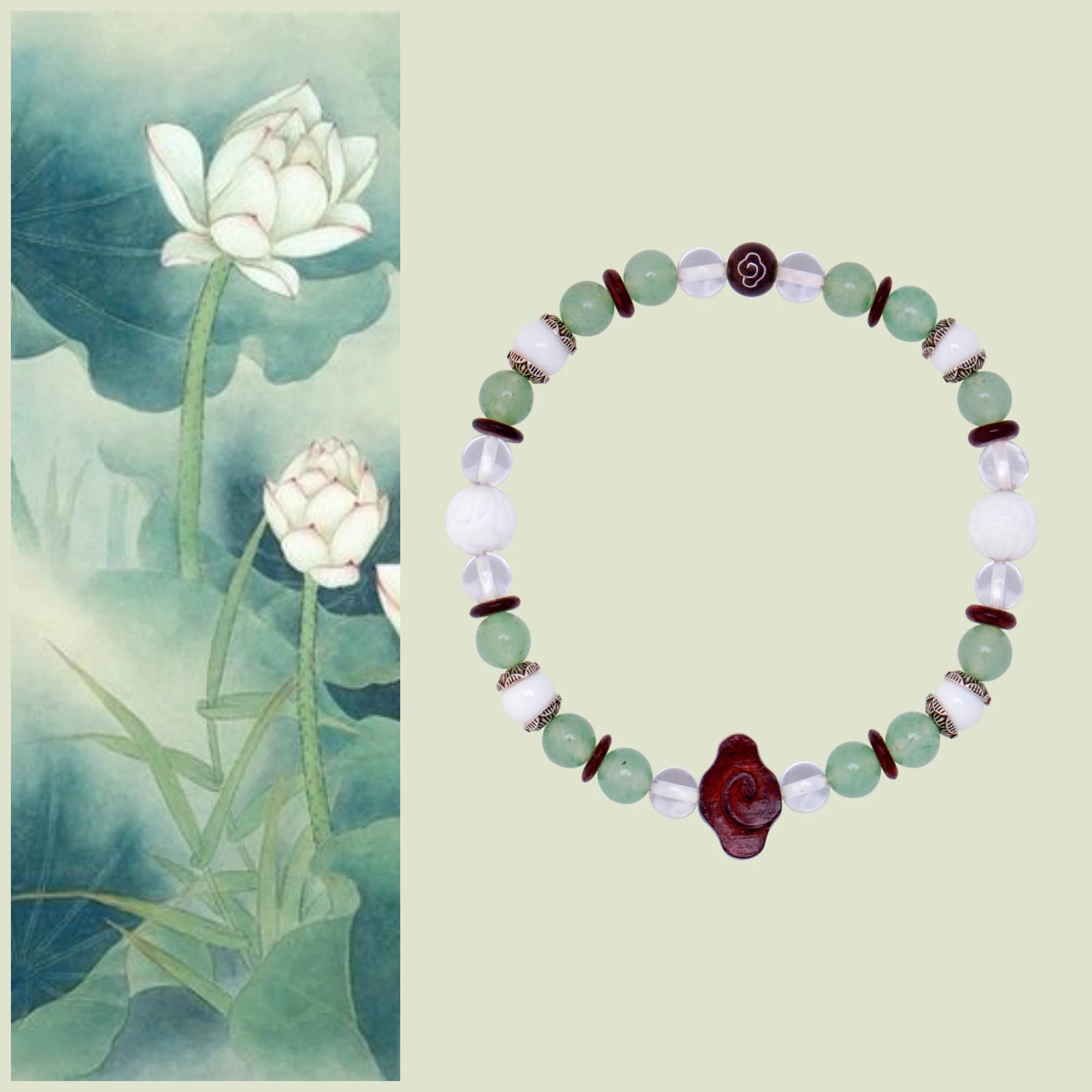 Lotus Pond Beaded Aventurine Bracelet - Yun Boutique