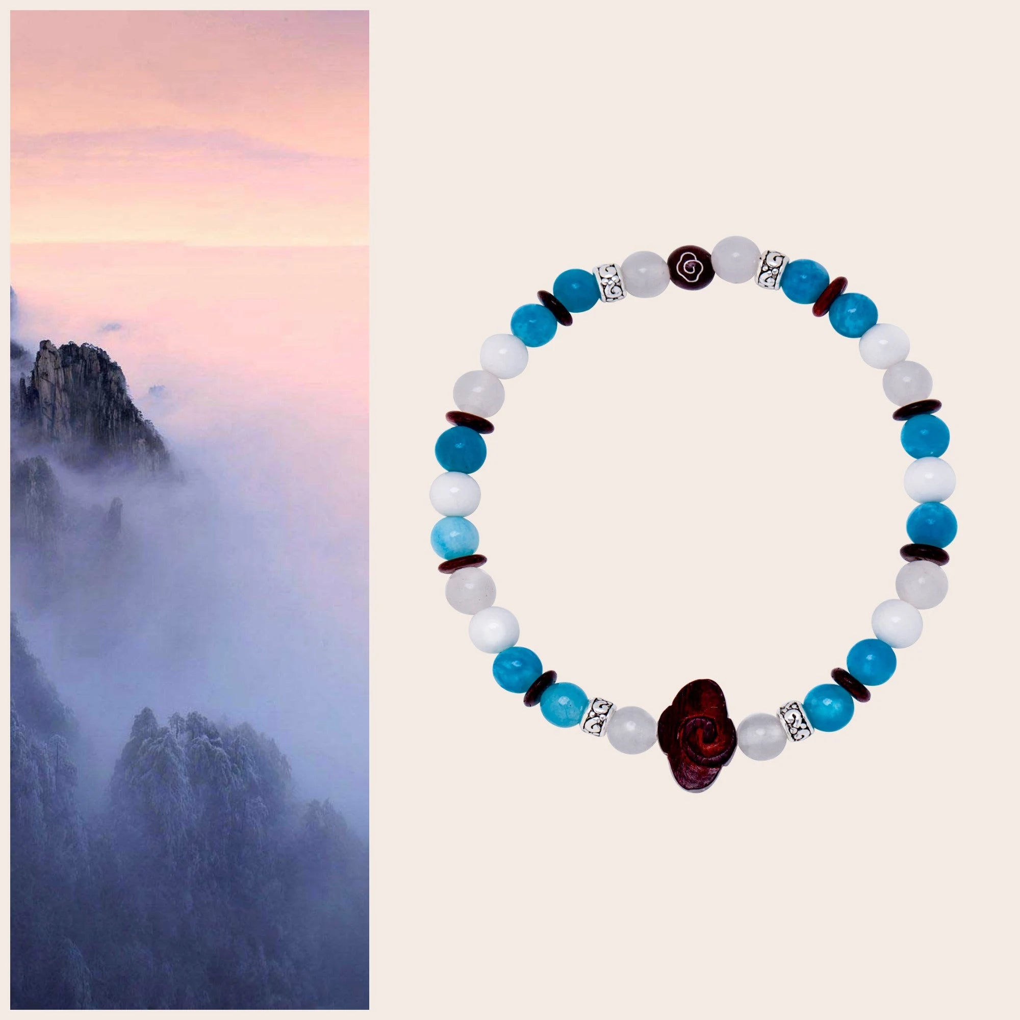 Cloudy Mountain Beaded Jade Bracelet - Yun Boutique