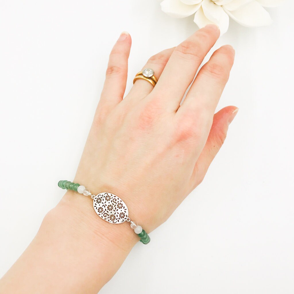 Beaded Aventurine Floral Bracelet - Yun Boutique