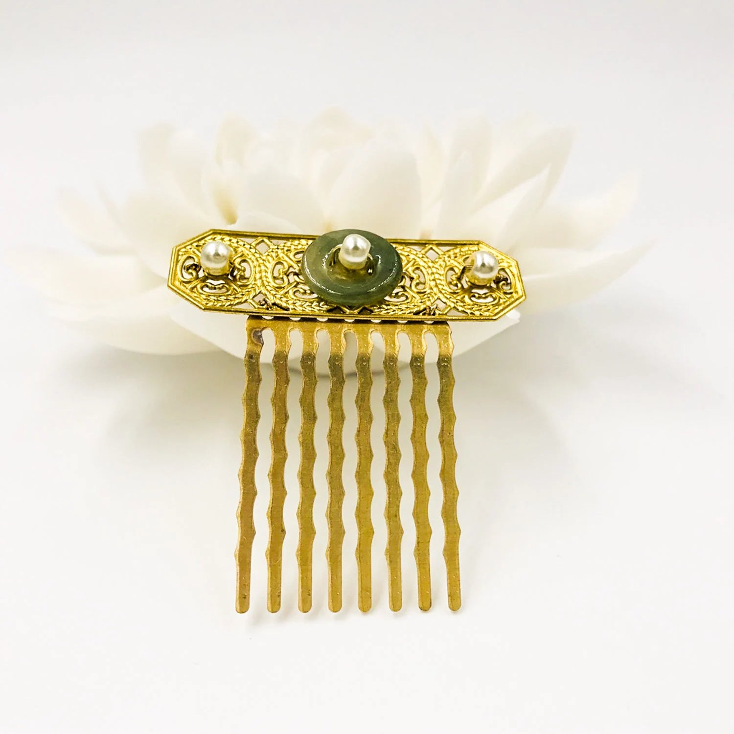 Vintage Style Jade Hair Comb - Yun Boutique