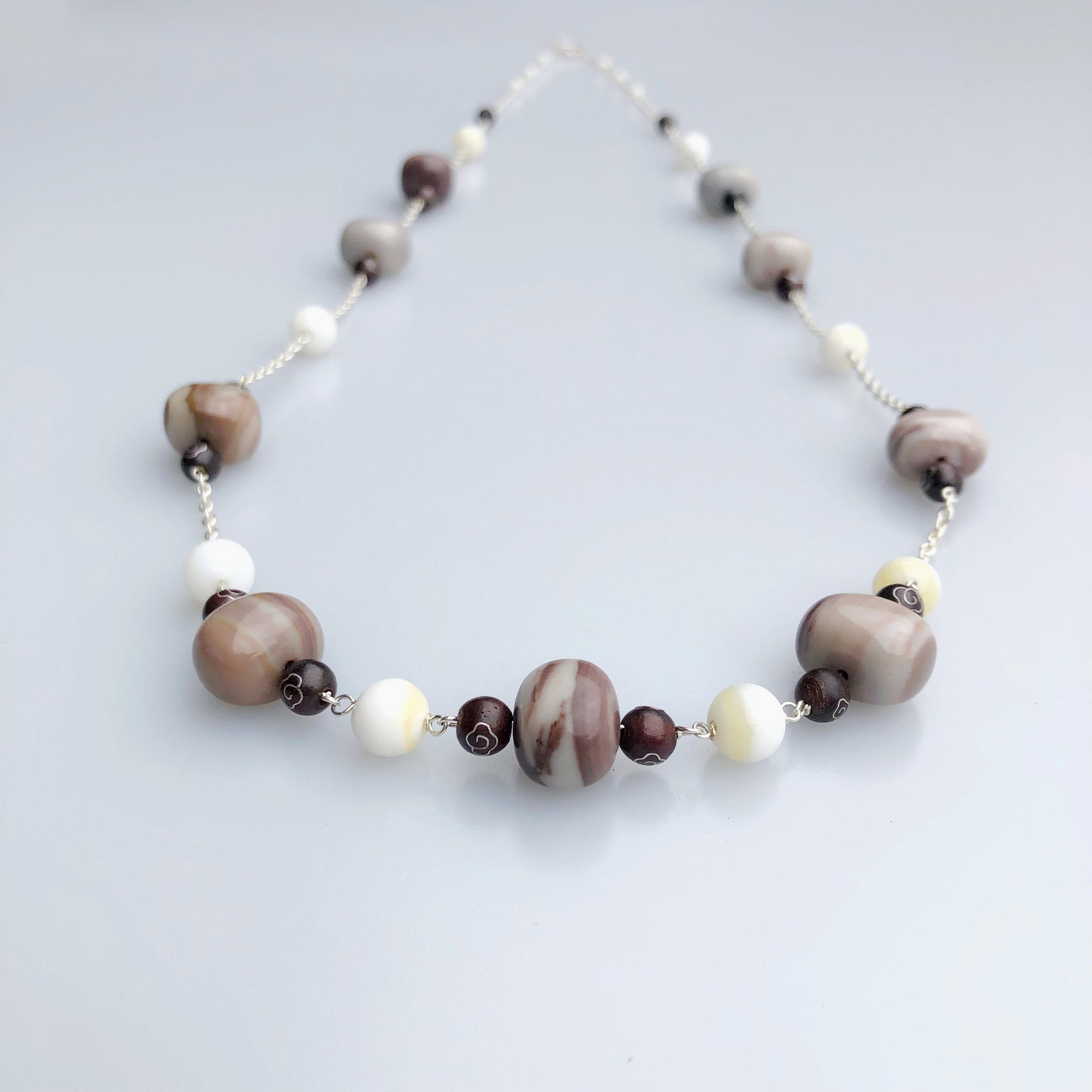 The Nine Earth Tone Gemstone Long Necklace