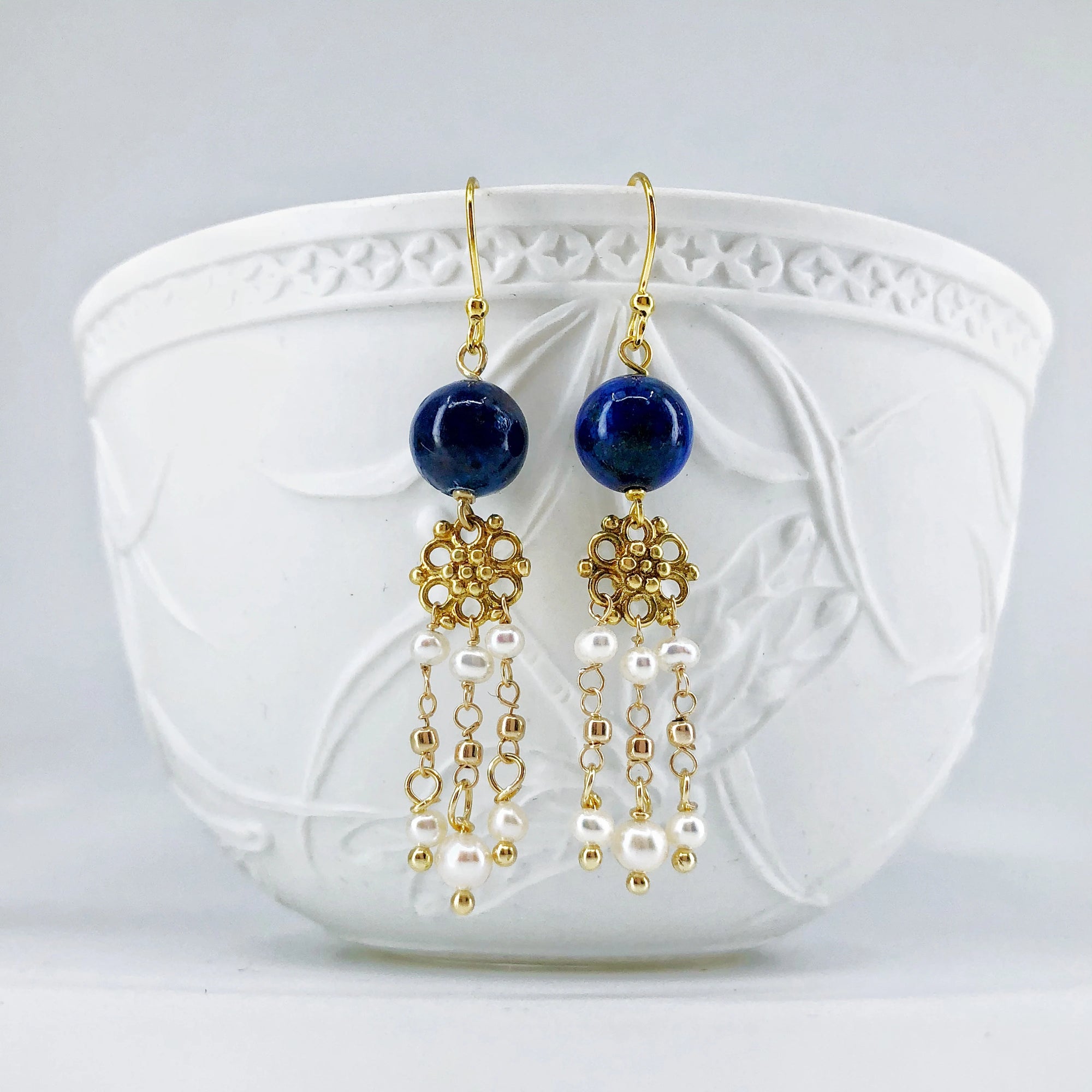 Seeds of Heaven Chandelier Lapis Earrings - Yun Boutique