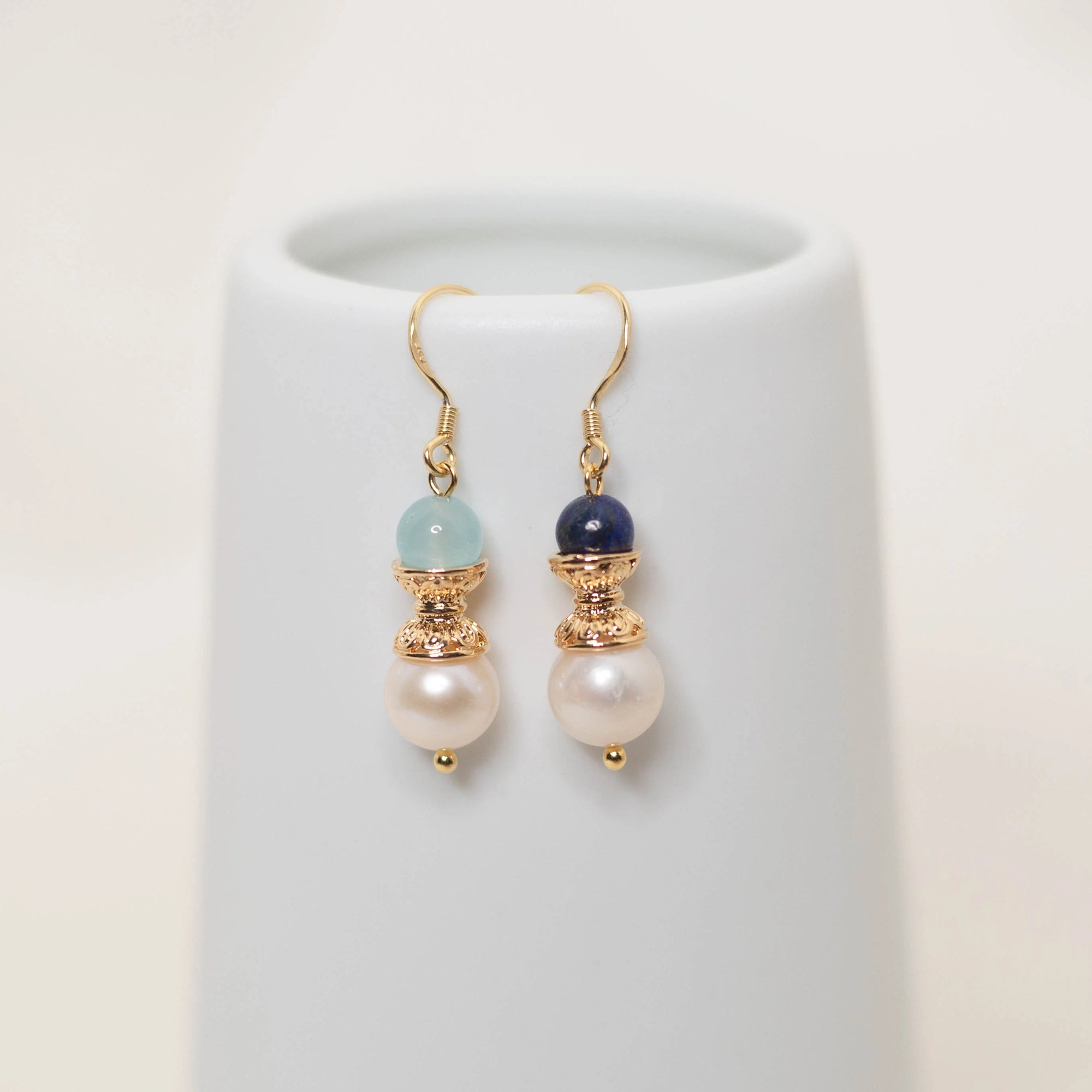 Gold Lotus Pearl Earrings