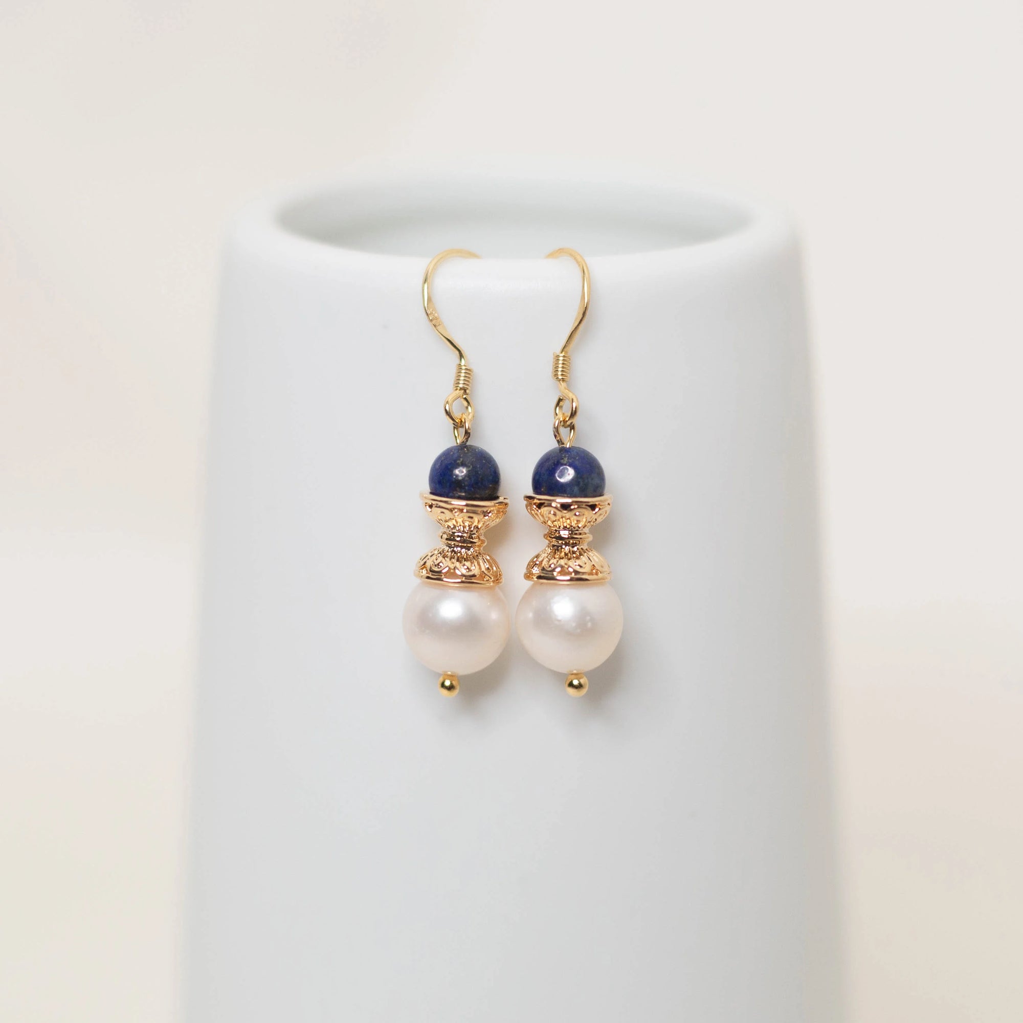 Gold Lotus Pearl Earrings