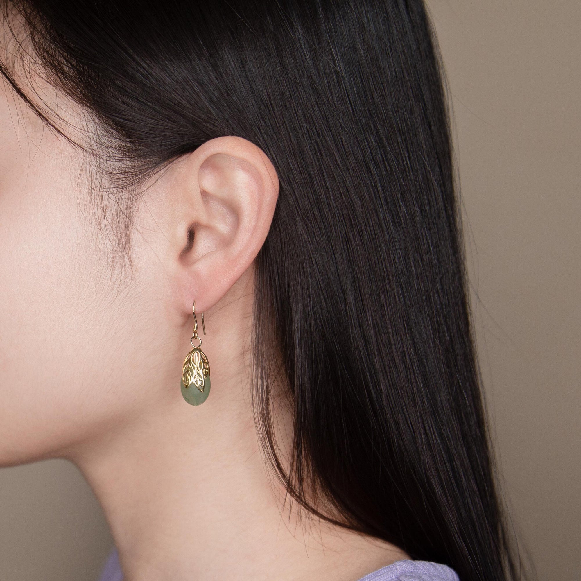 Gold Leaf Aventurine Earrings - Yun Boutique