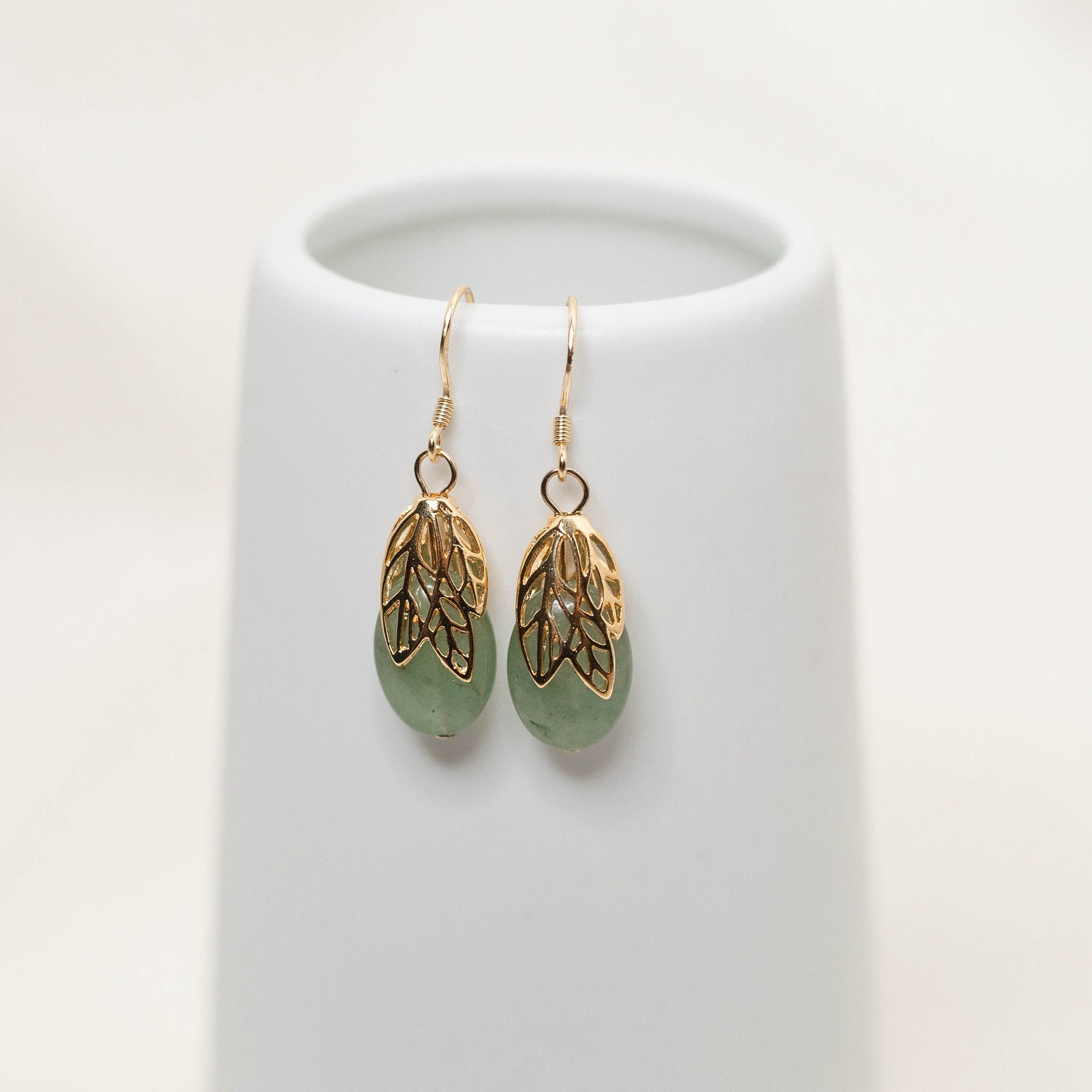 Gold Leaf Aventurine Earrings - Yun Boutique