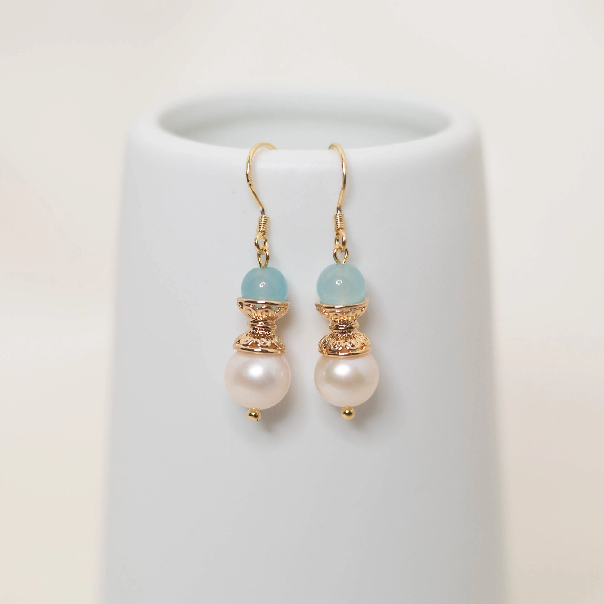 Gold Lotus Pearl Earrings